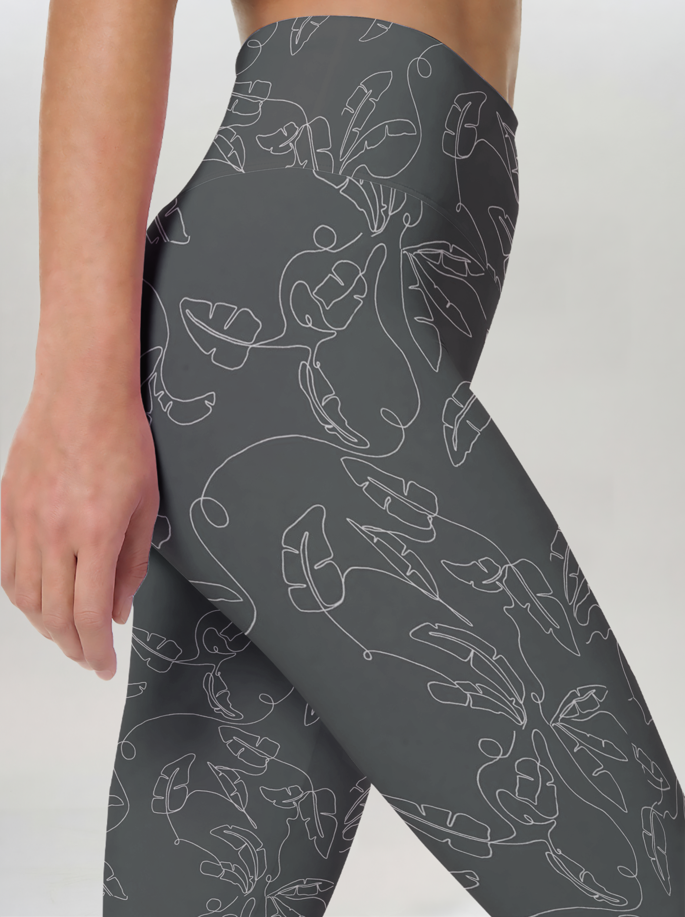 Minimal Leaf Line High-Waist Yoga Leggings