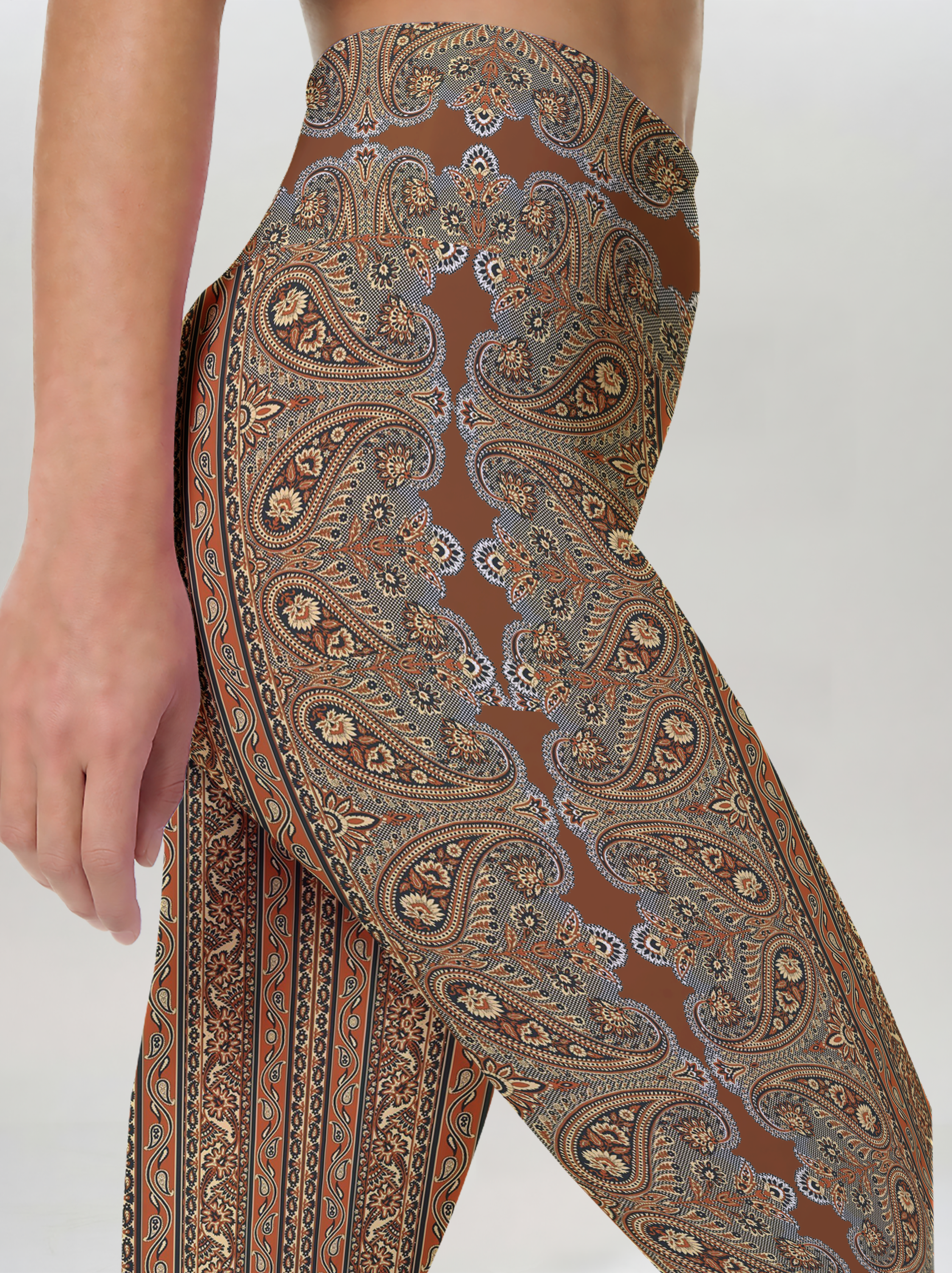 Boho Paisley Stripe Leggings