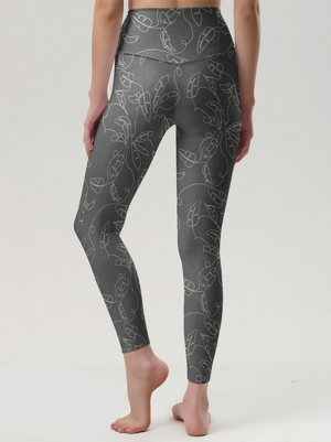 Minimal Leaf Line High-Waist Yoga Leggings