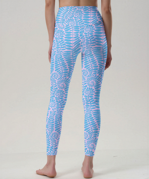 Blush Fern Frond High-Waist Yoga Leggings