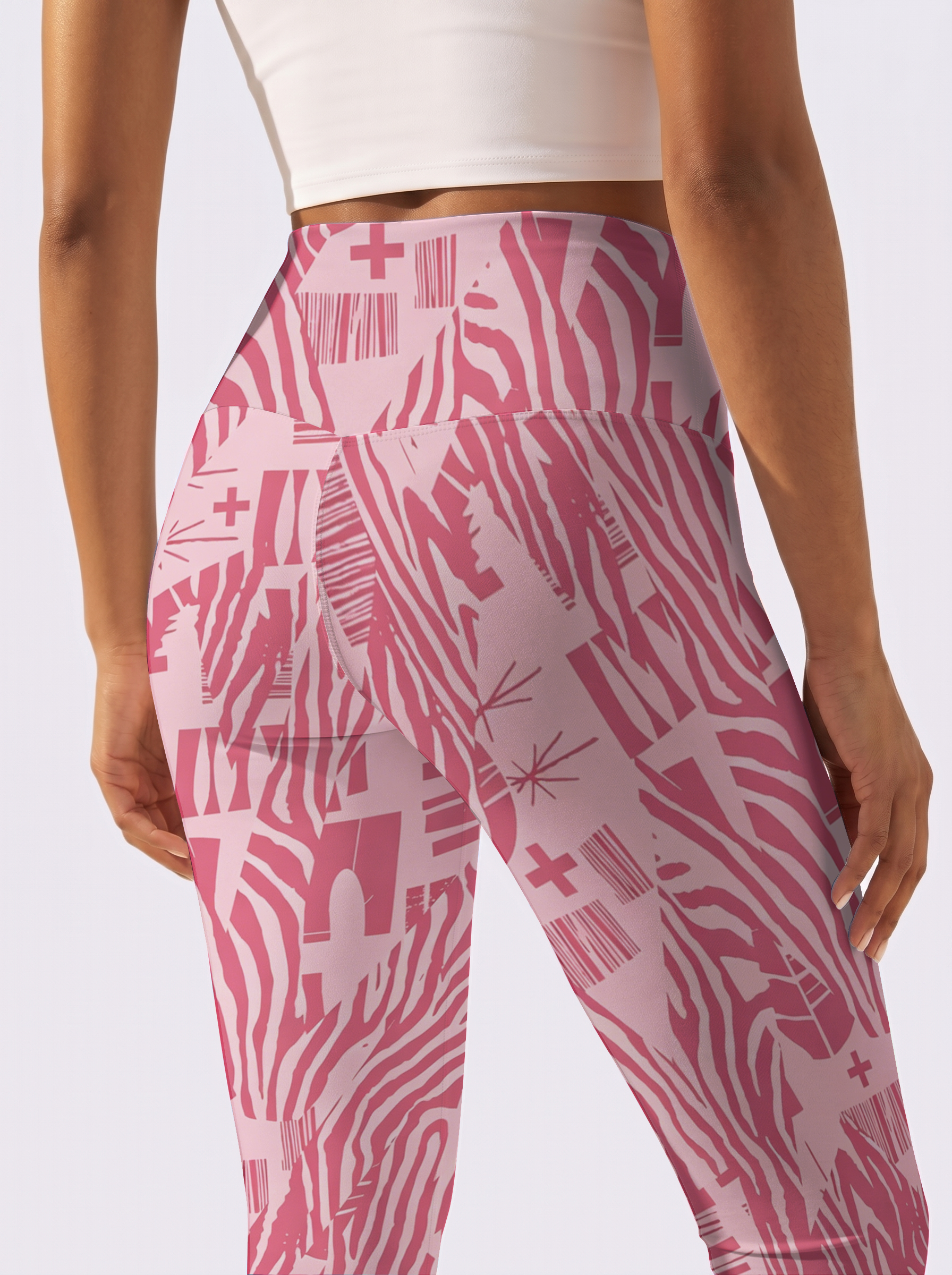 Pink Abstract Zebra Print High Waist Leggings
