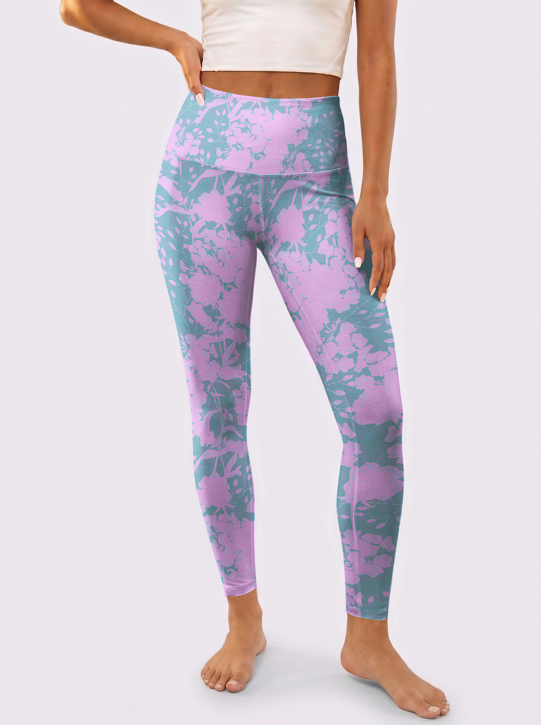Pink & Blue Floral Gradient Leggings
