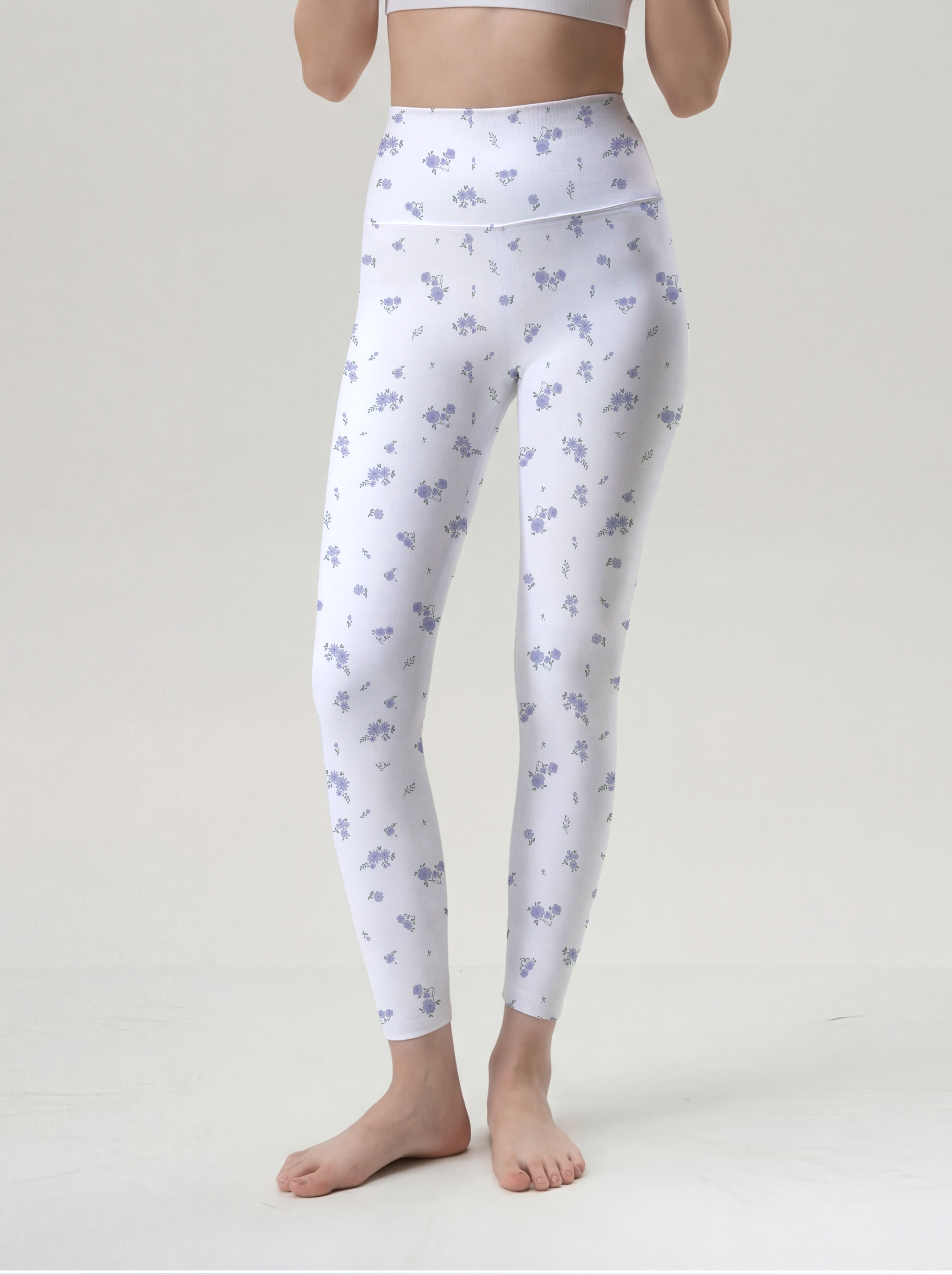 Lavender Sprig High-Waist Yoga Leggings