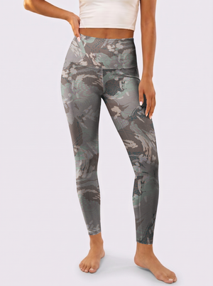 Grey Abstract Floral Leggings
