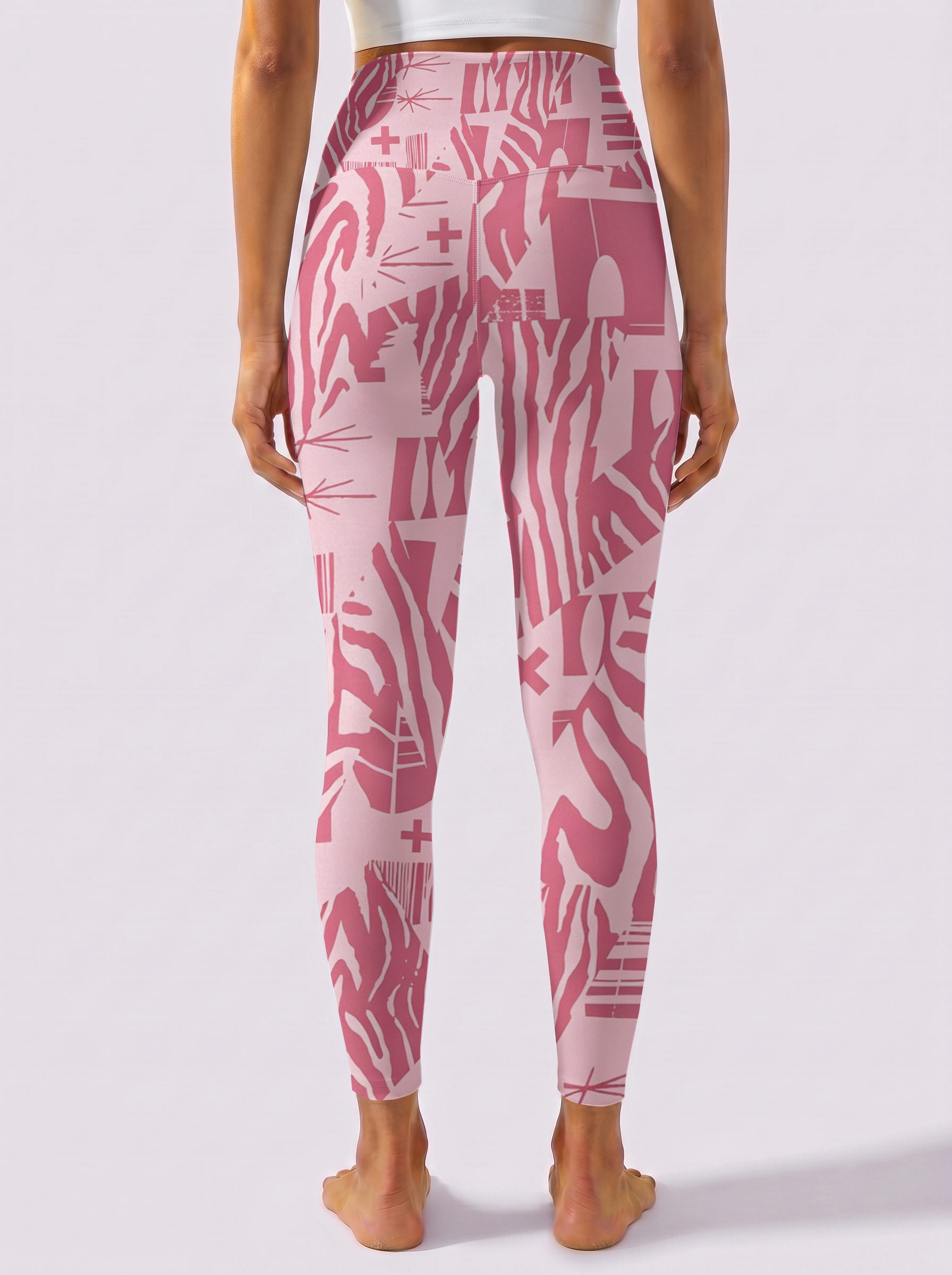 Pink Abstract Zebra Print High Waist Leggings
