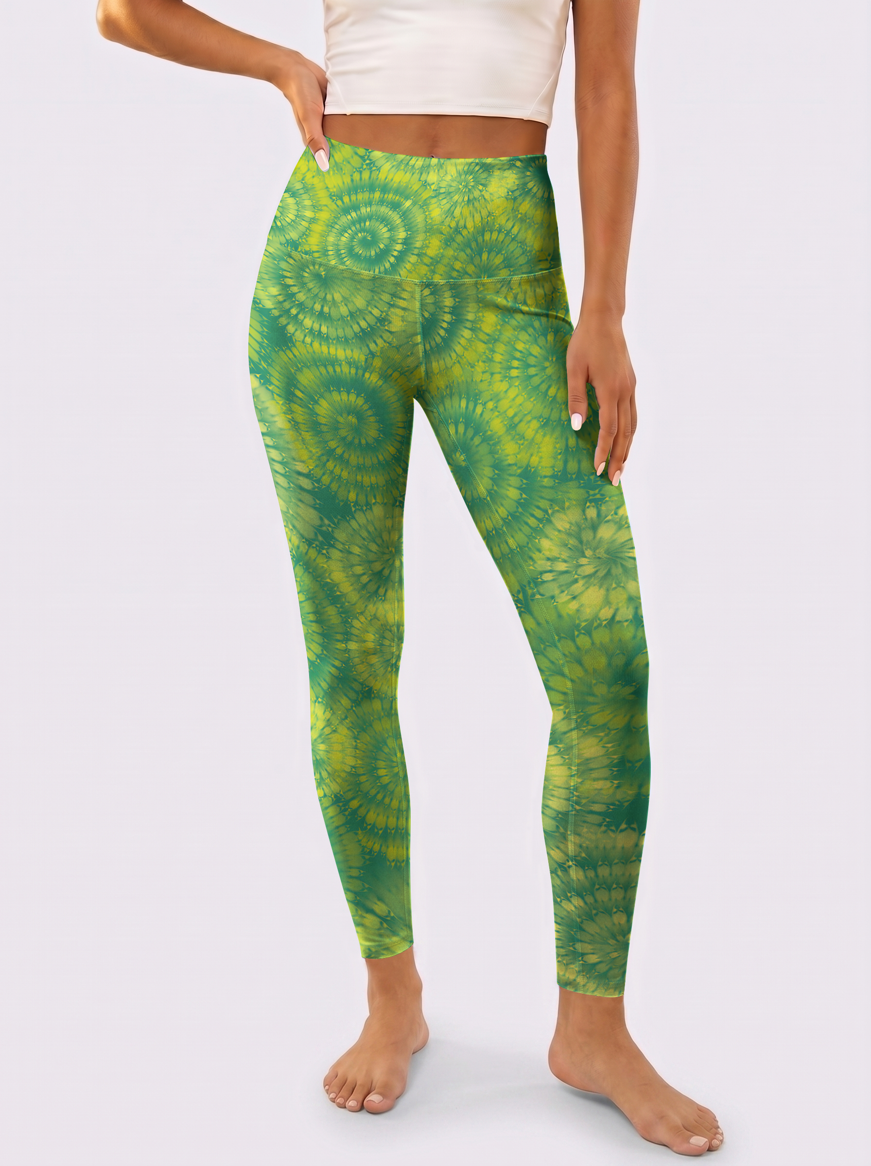 Green & Yellow Sunburst Gradient Leggings