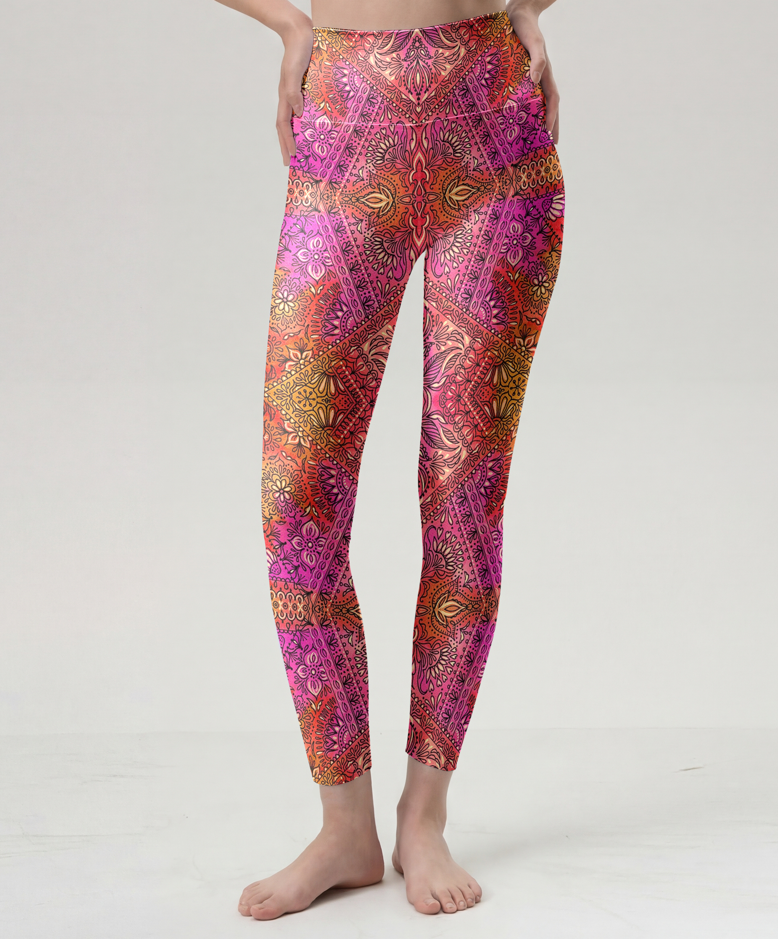 Fiery Mandala High-Waist Yoga Leggings