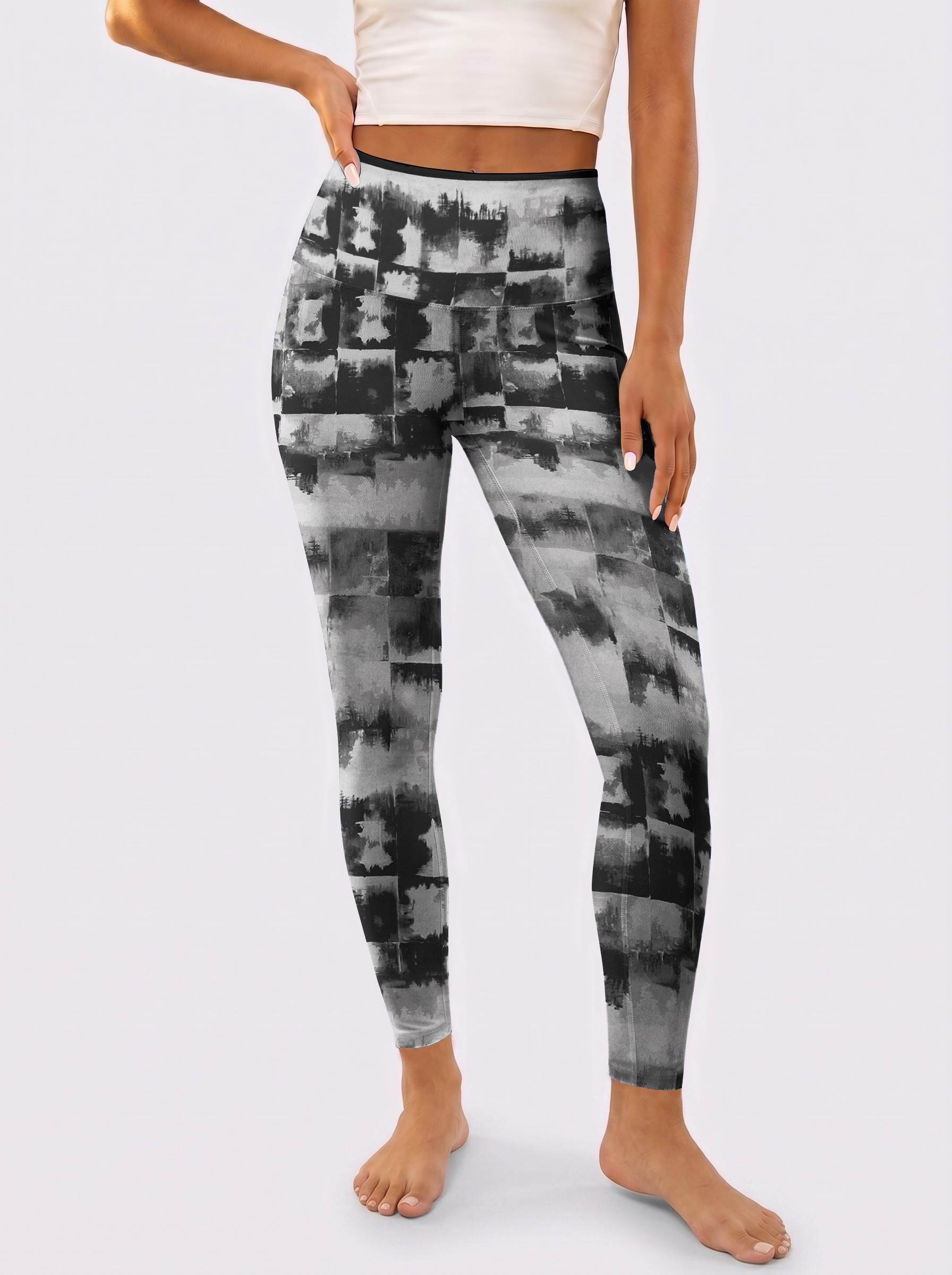 Ink Wash Checkered Leggings