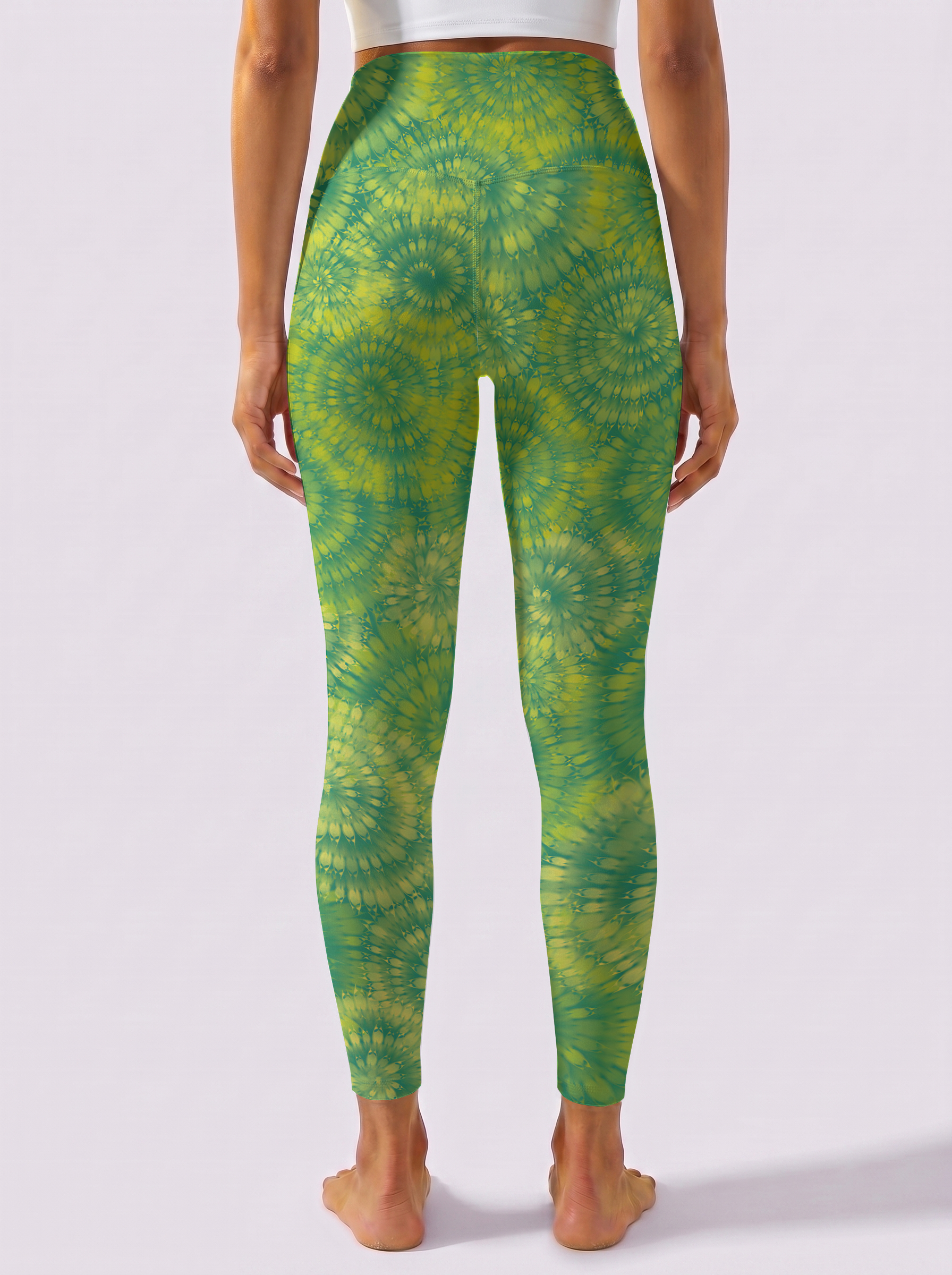 Green & Yellow Sunburst Gradient Leggings
