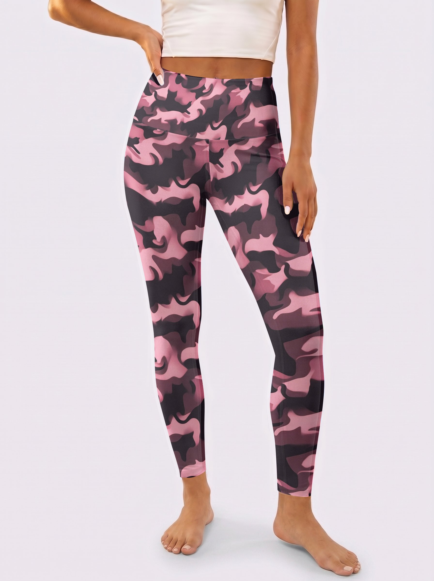 Pink Leopard-Print High-Waist Leggings