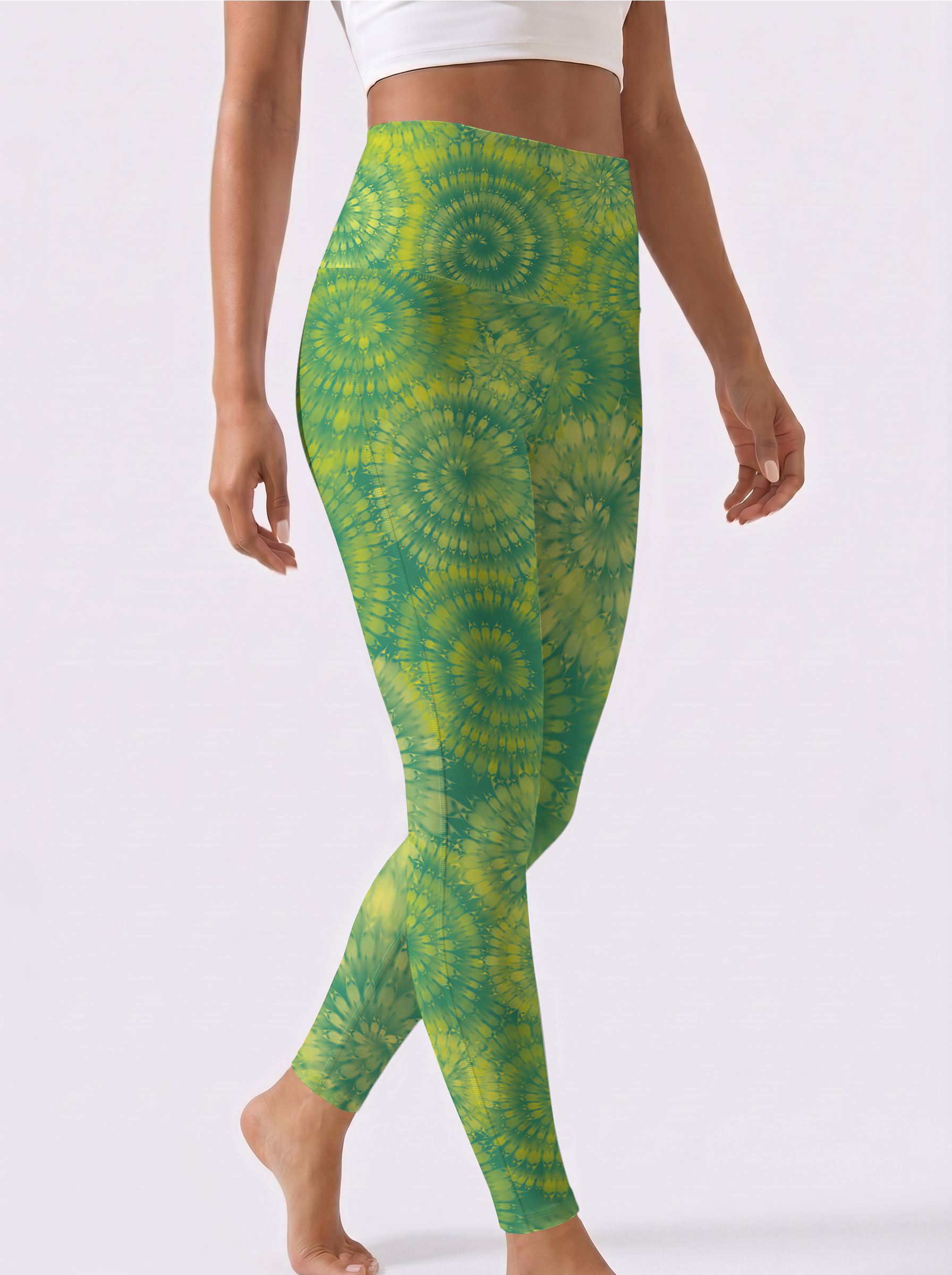 Green & Yellow Sunburst Gradient Leggings
