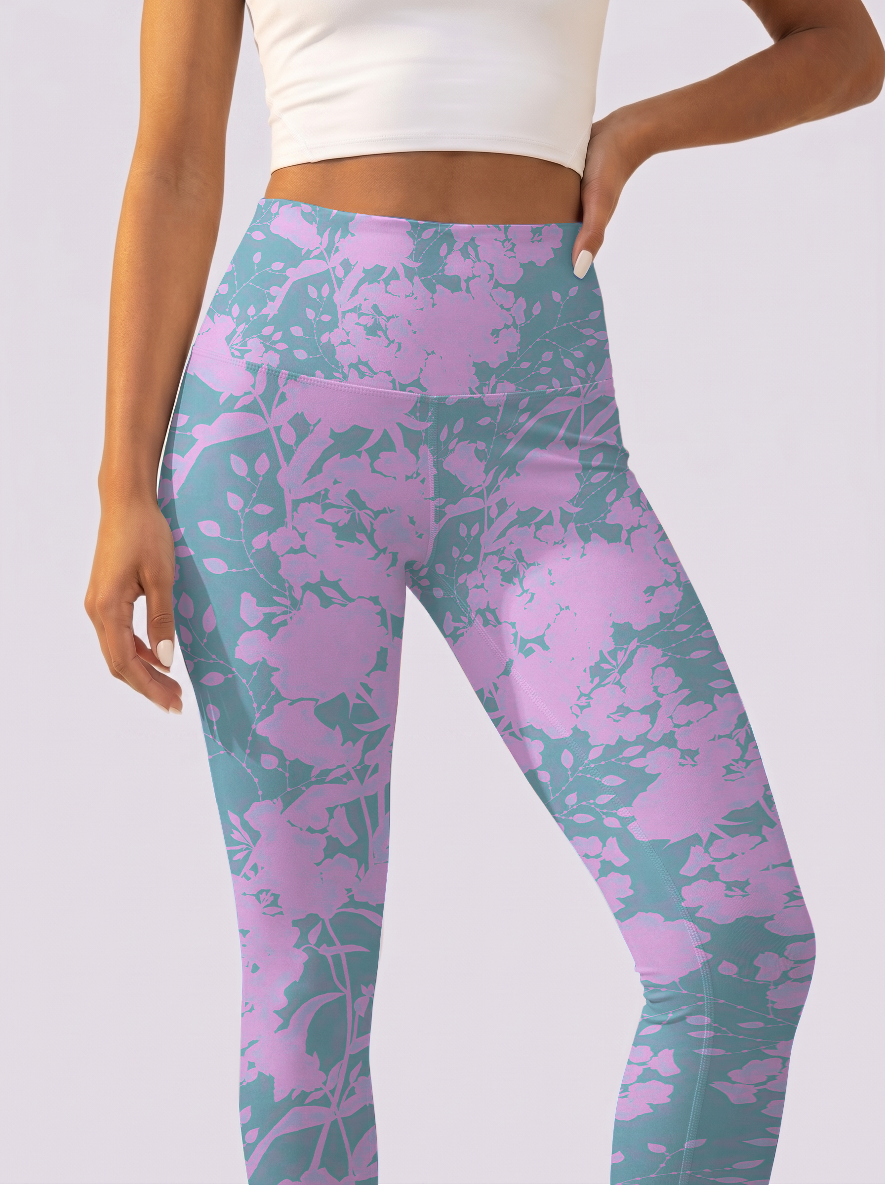 Pink & Blue Floral Gradient Leggings
