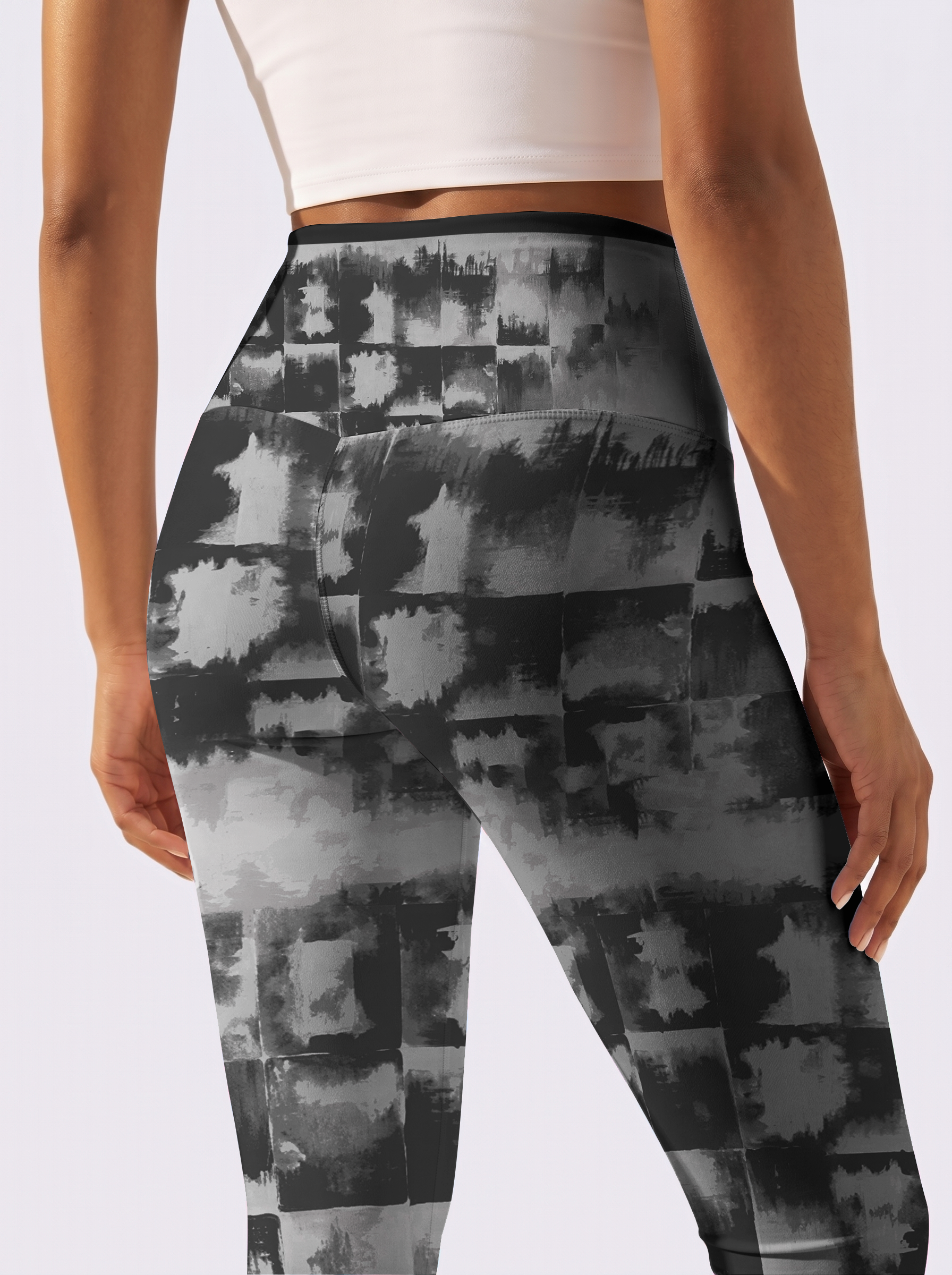 Ink Wash Checkered Leggings
