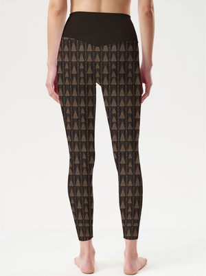 Black Gold Tribal Triangle Leggings