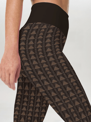 Black Gold Tribal Triangle Leggings