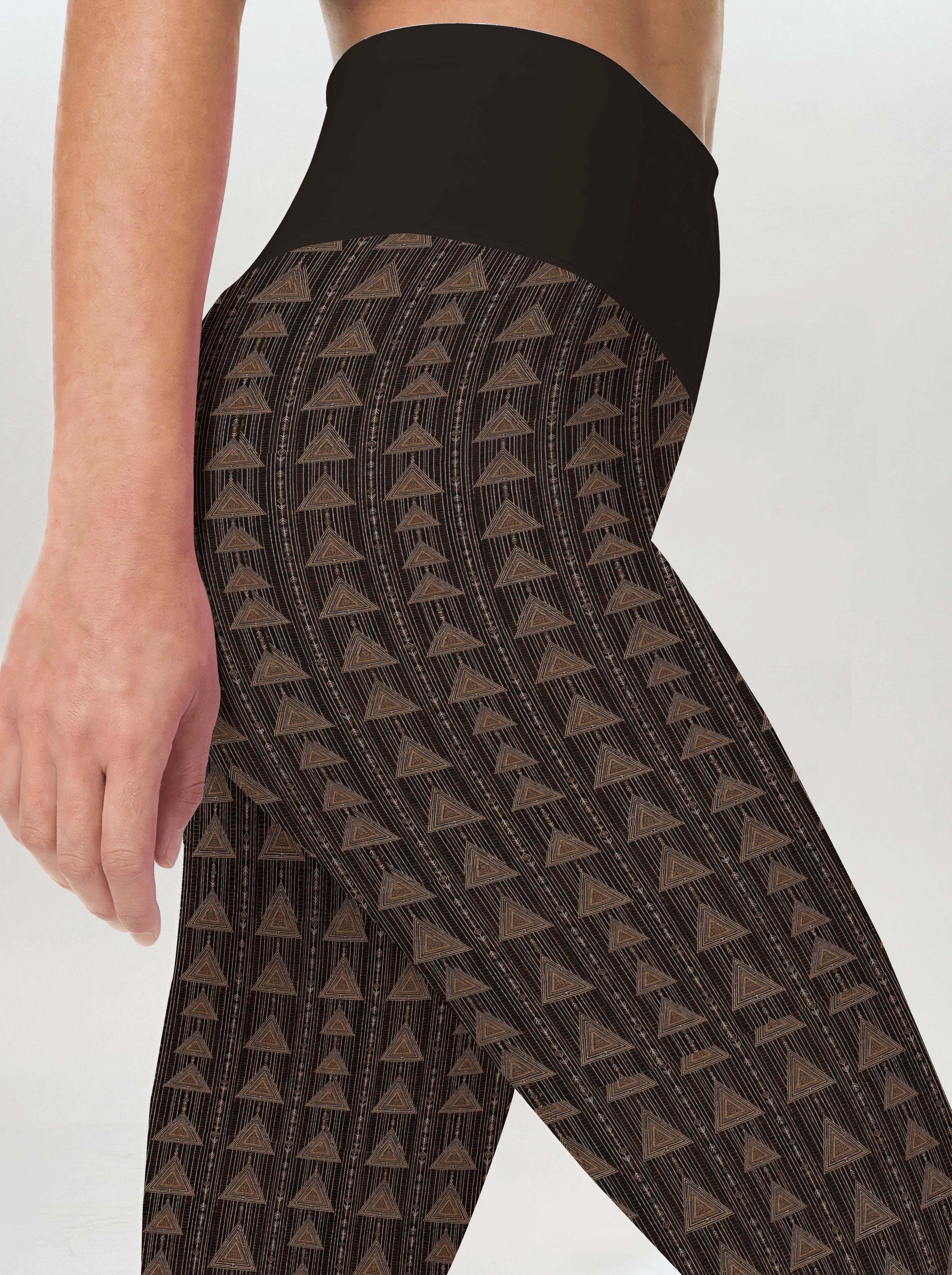 Black Gold Tribal Triangle Leggings