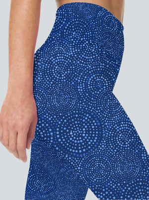 Cobalt Spiral Dot High-Waist Yoga Leggings