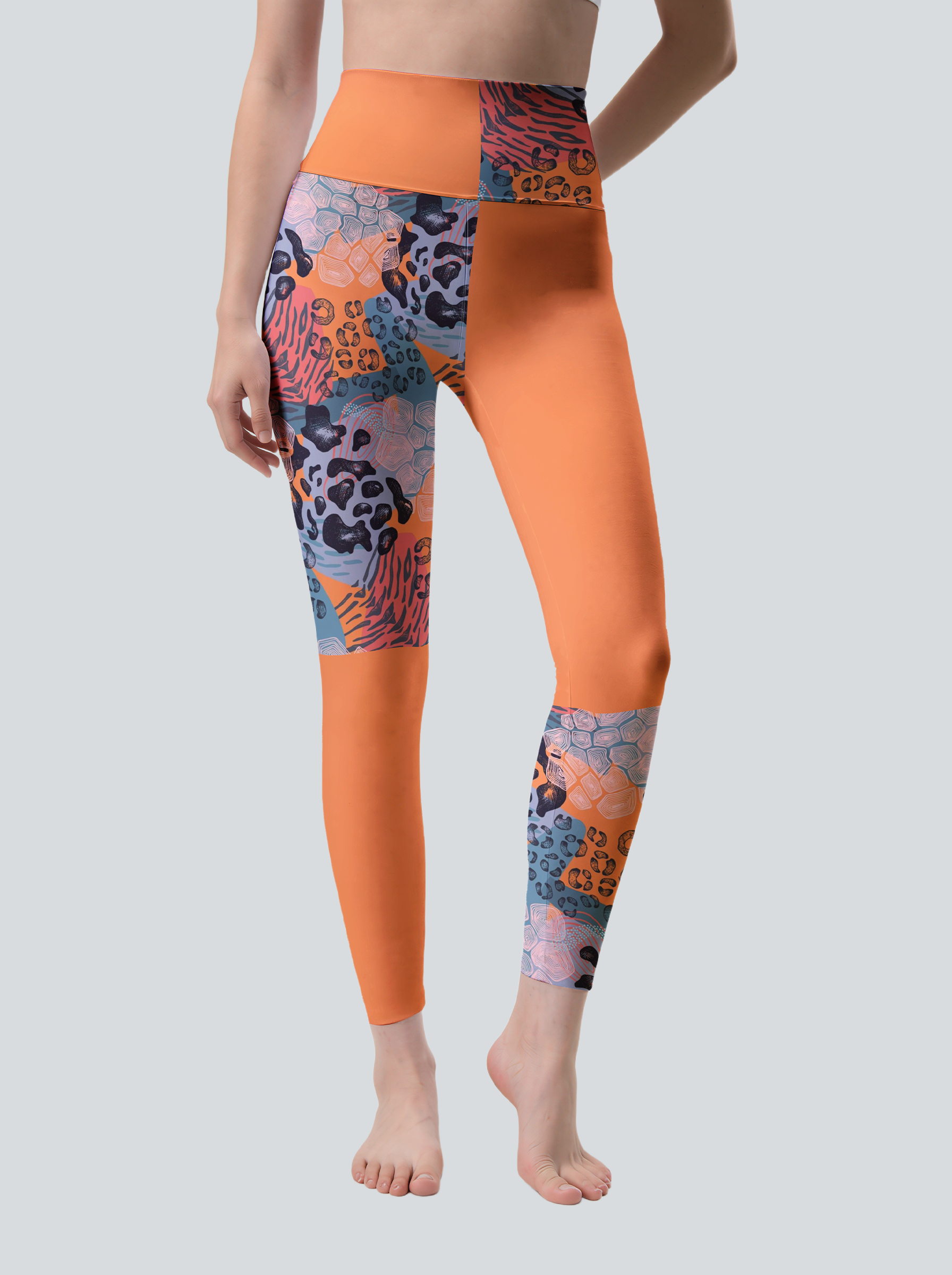 Orange Wild Patchwork Leggings