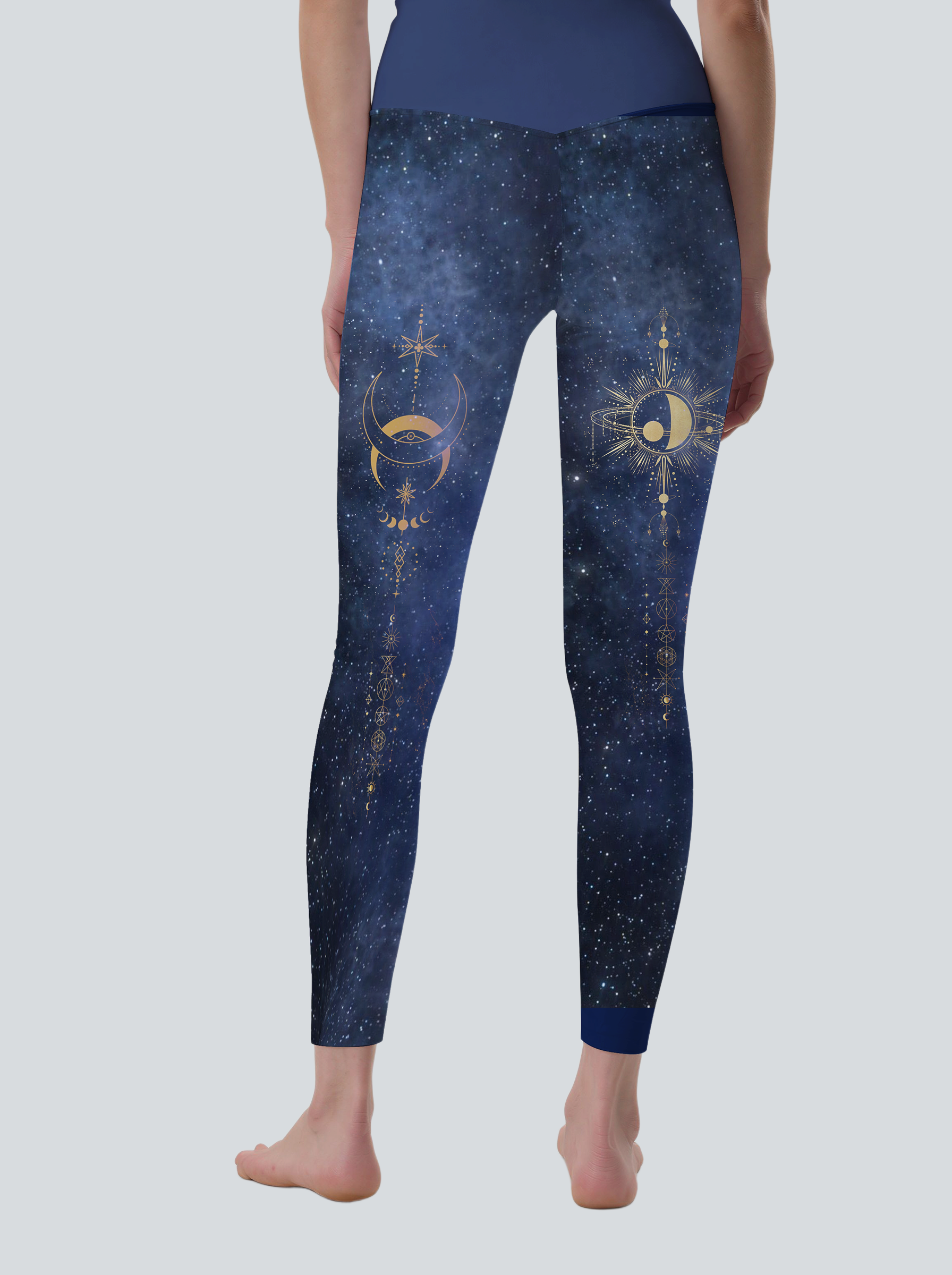 Celestial Moon Phase High-Waist Yoga Leggings