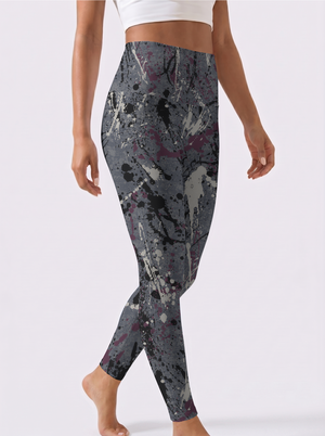 Grey Paint Splatter Leggings