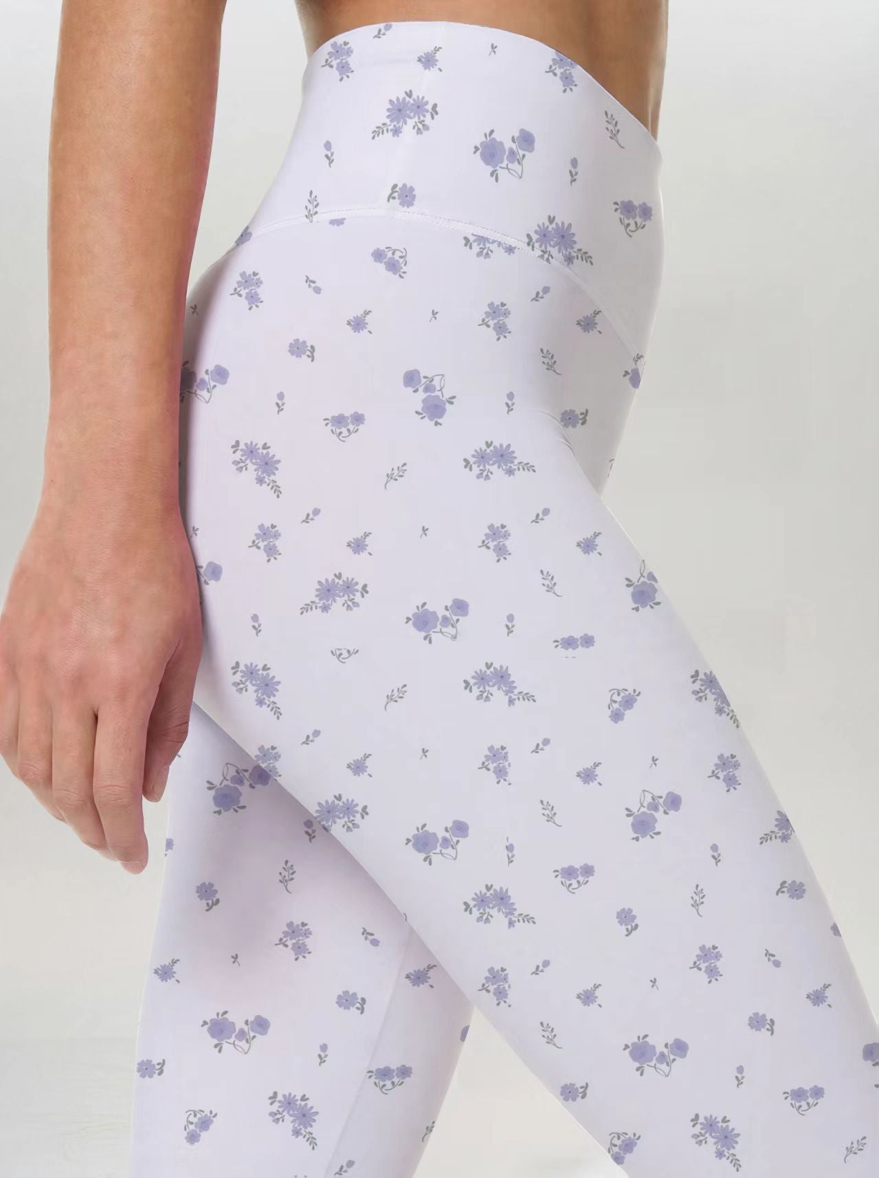 Lavender Sprig High-Waist Yoga Leggings