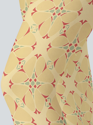Sunny Tile Motif High-Waist Yoga Leggings