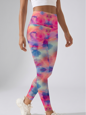 Watercolor Wash High-Waist Yoga Leggings