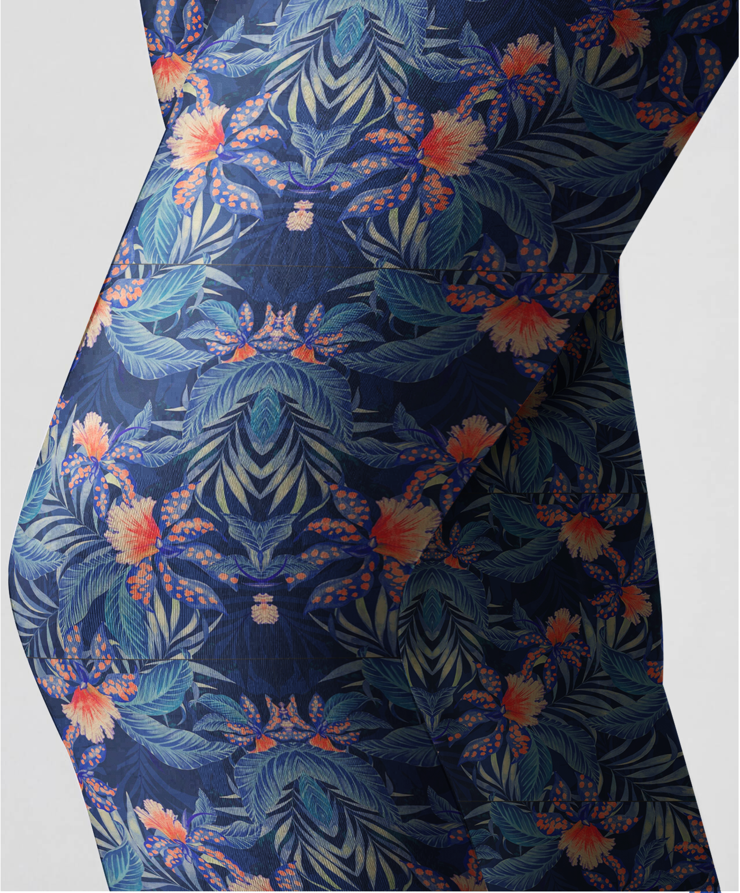 Coral Orange Floral Performance Tights