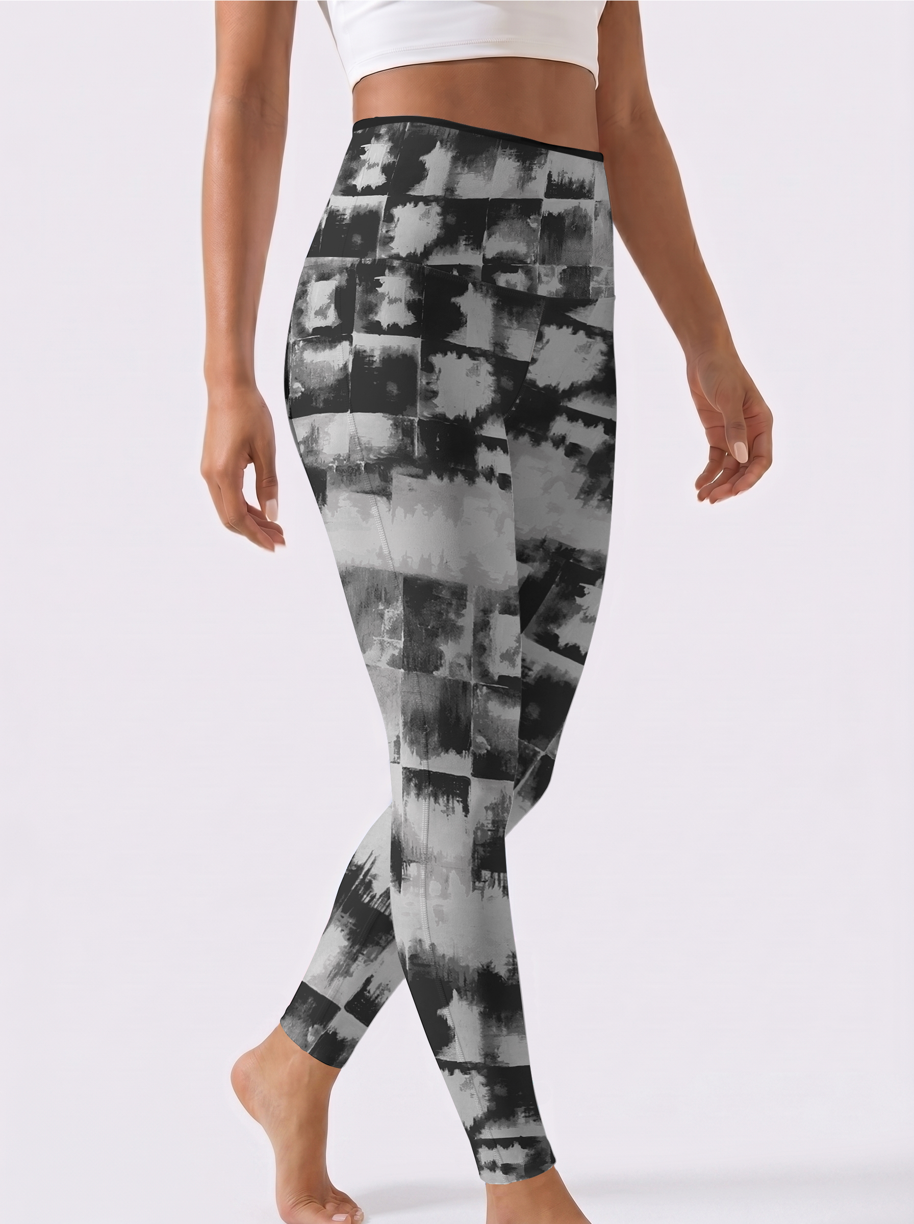 Ink Wash Checkered Leggings