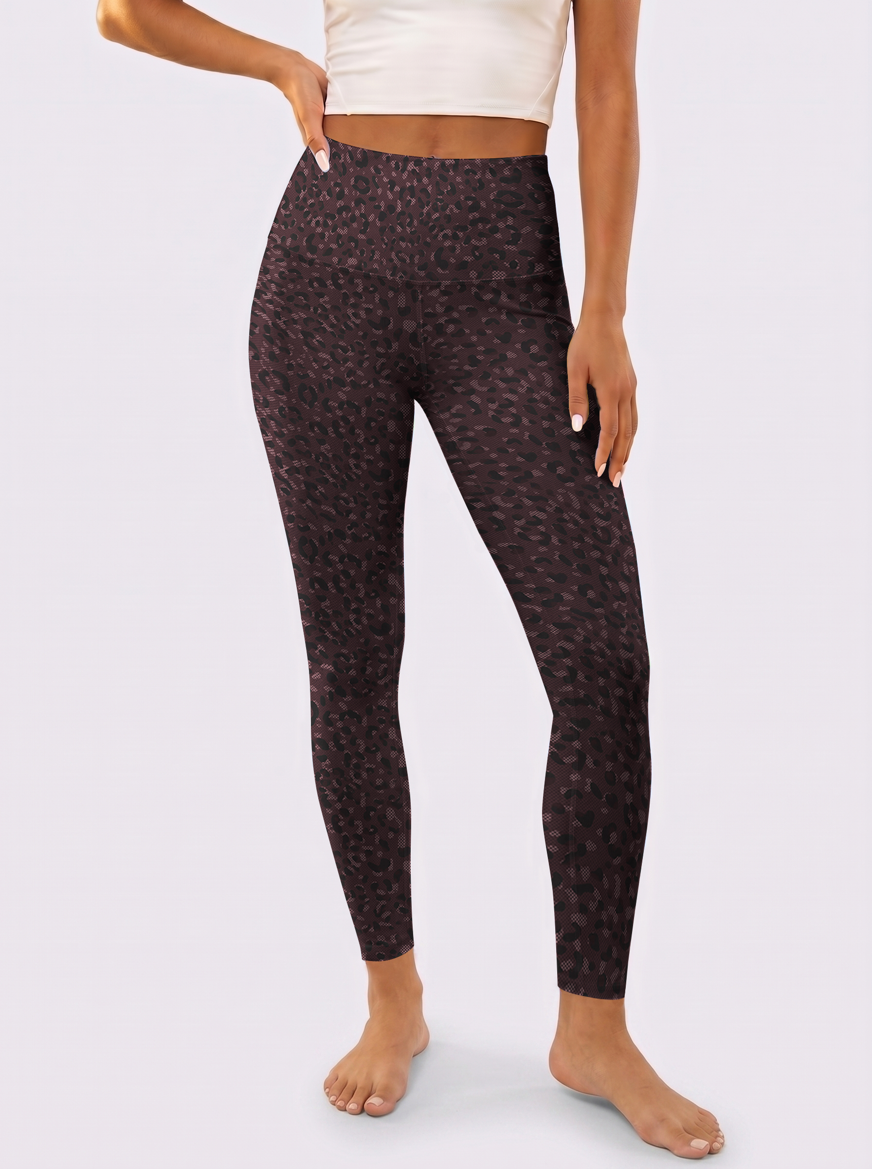 Wine Red Leopard Leggings