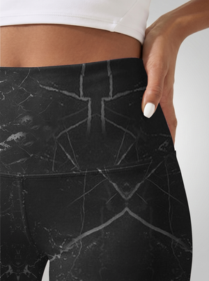 Noir Marble High-Waist Yoga Leggings
