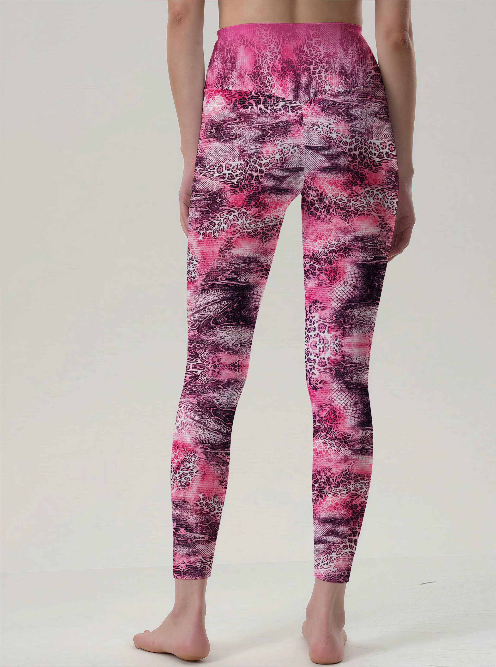 Pink Mist Wild Print Patchwork Leggings