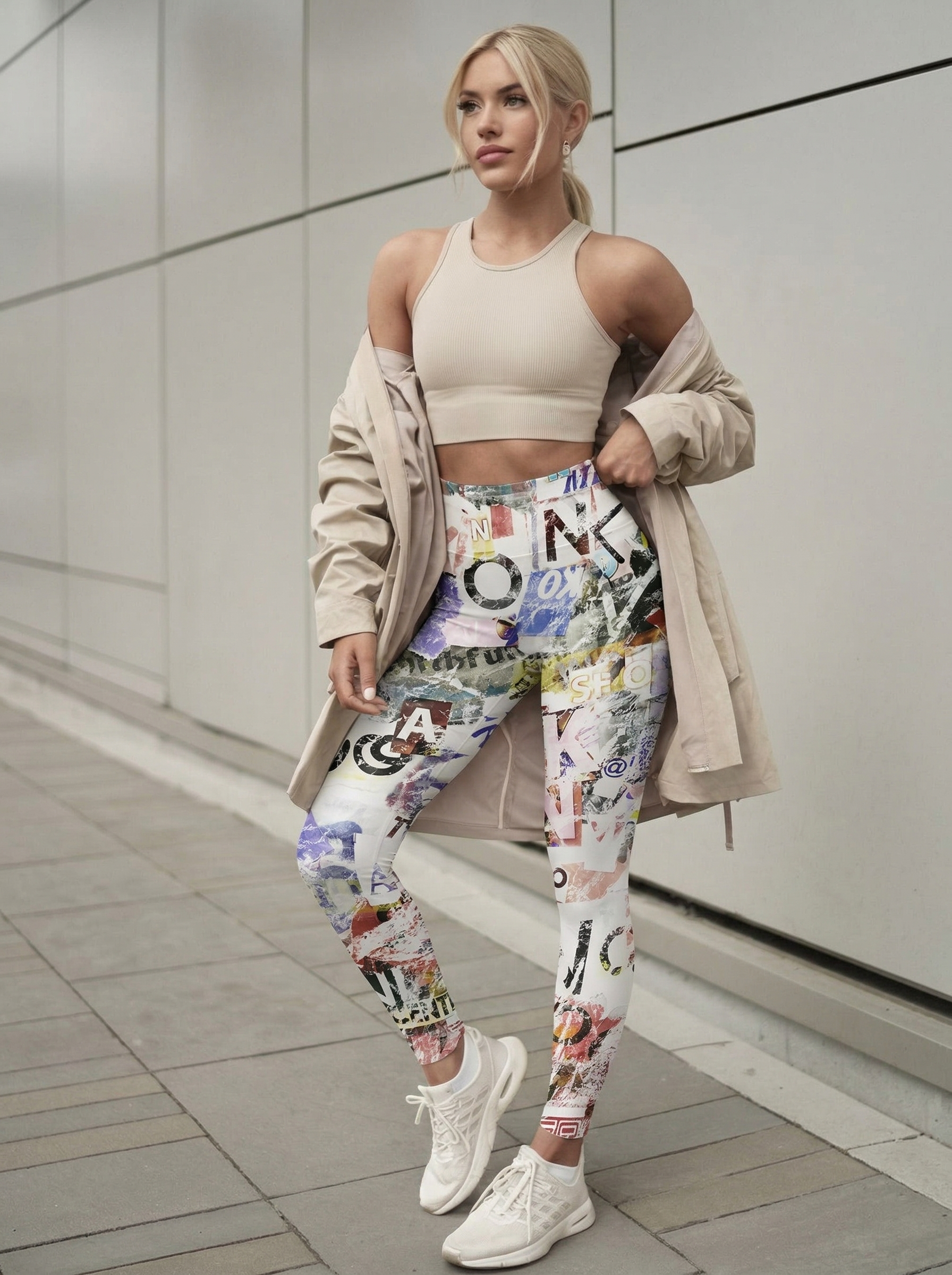 Collage Art Newspaper Leggings