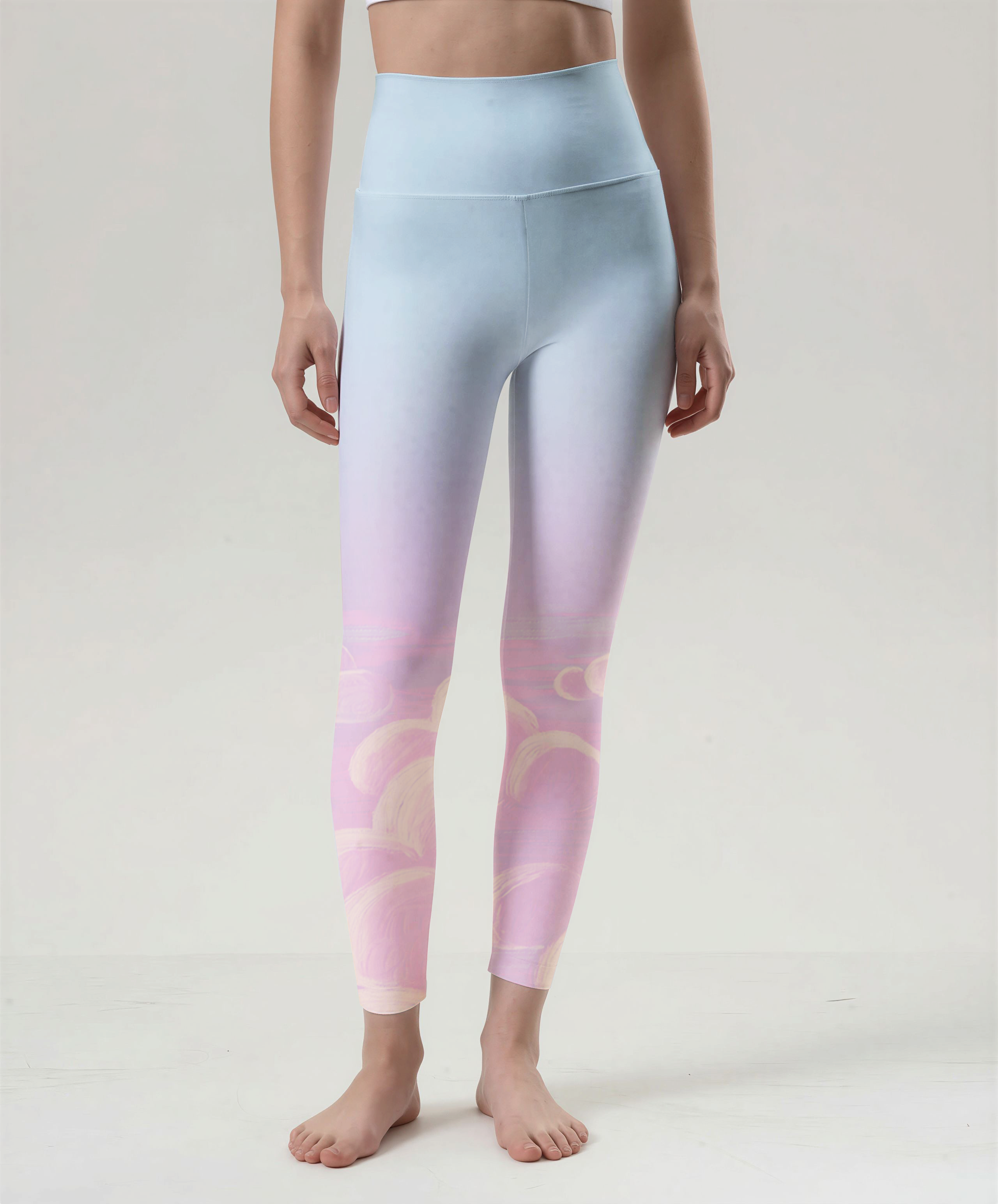 Cloudscape Pink Gradient High-Waist Yoga Leggings