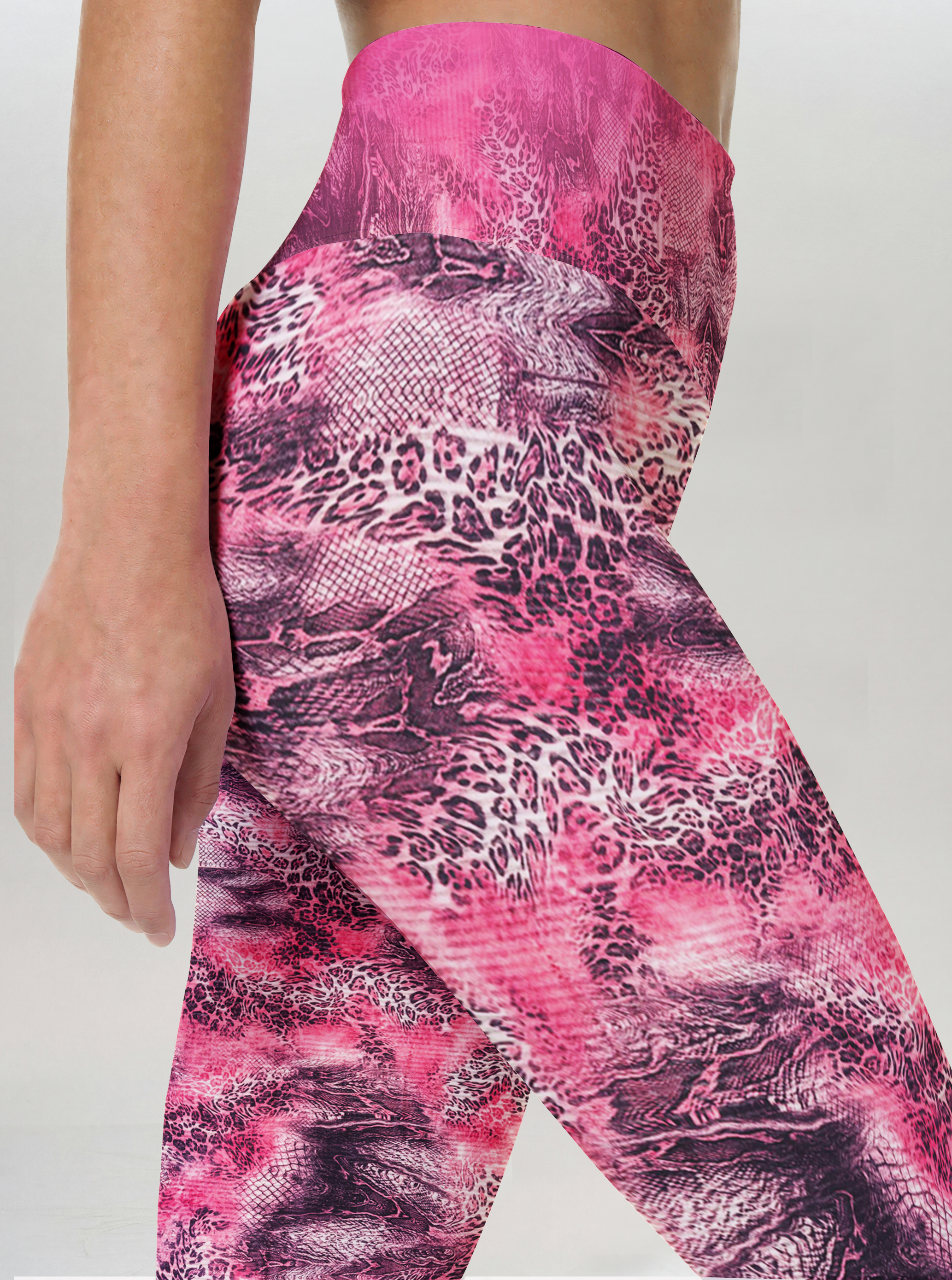 Pink Mist Wild Print Patchwork Leggings