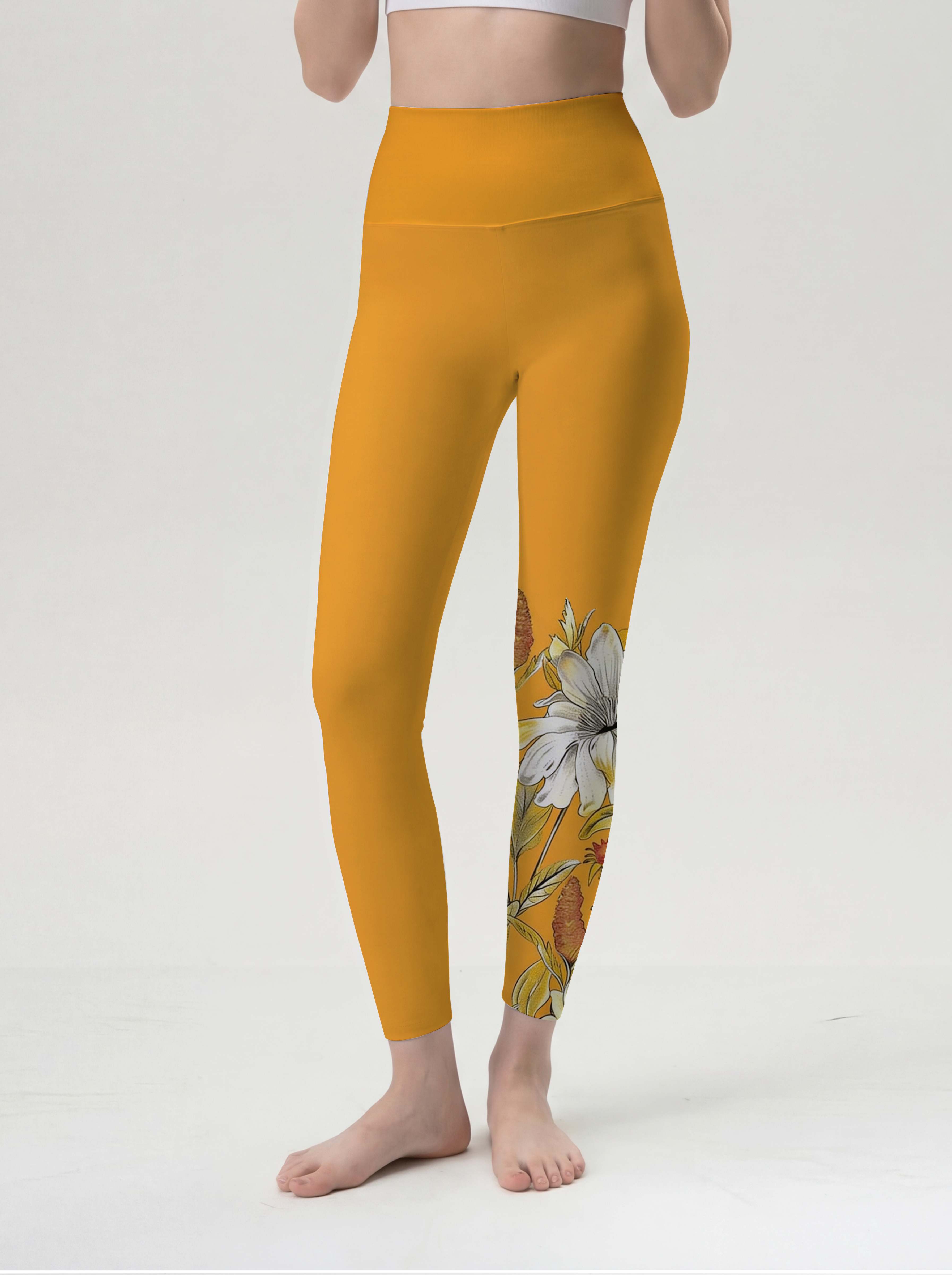 Ginger Bloom Side-Print High-Waist Yoga Leggings