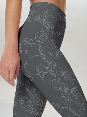 Minimal Leaf Line High-Waist Yoga Leggings