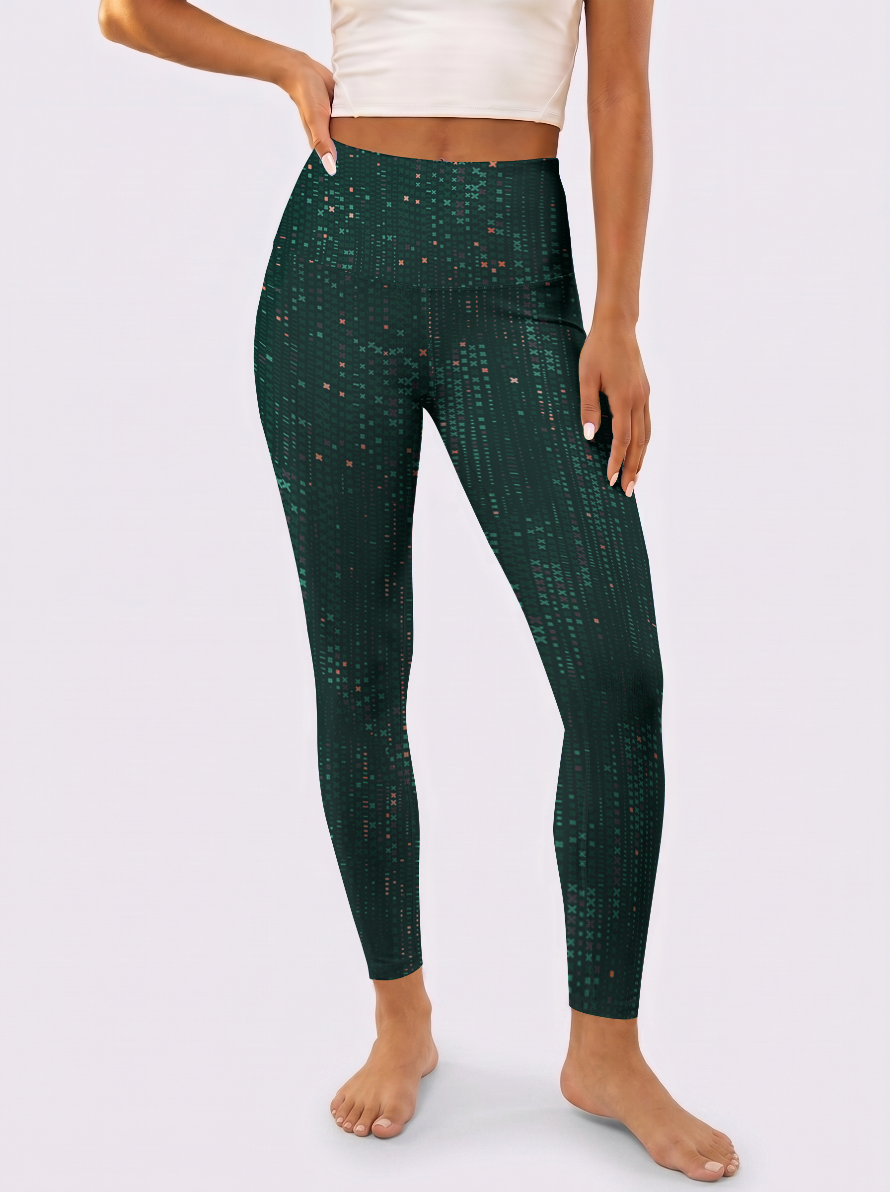 Dark Green Pixel Leggings