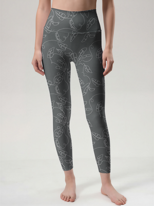 Minimal Leaf Line High-Waist Yoga Leggings