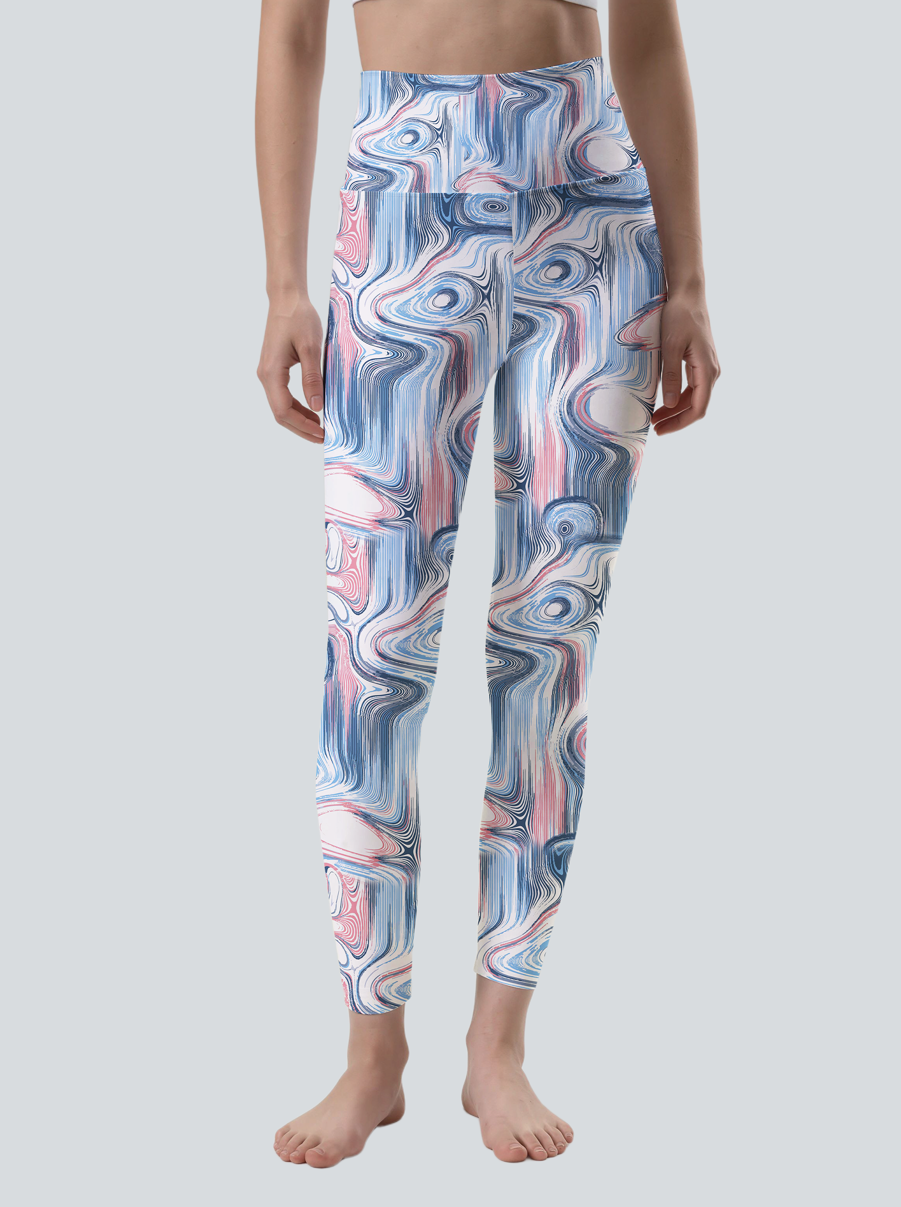 Pink Blue Fluid Swirl Leggings