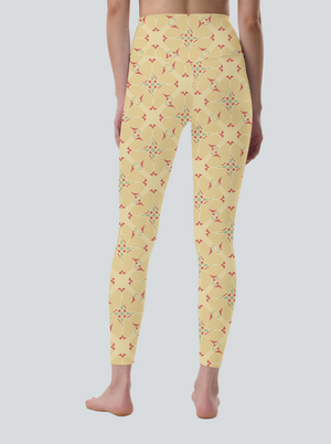 Sunny Tile Motif High-Waist Yoga Leggings
