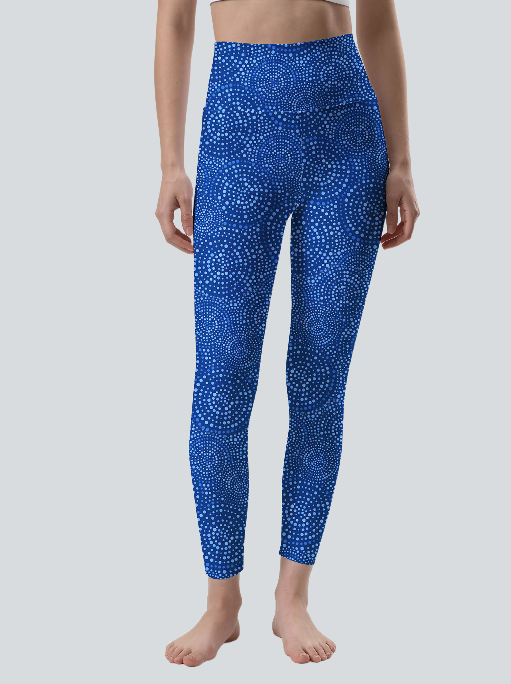 Cobalt Spiral Dot High-Waist Yoga Leggings