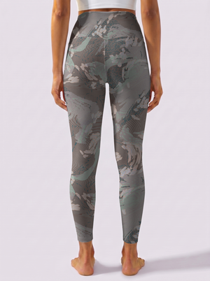Grey Abstract Floral Leggings