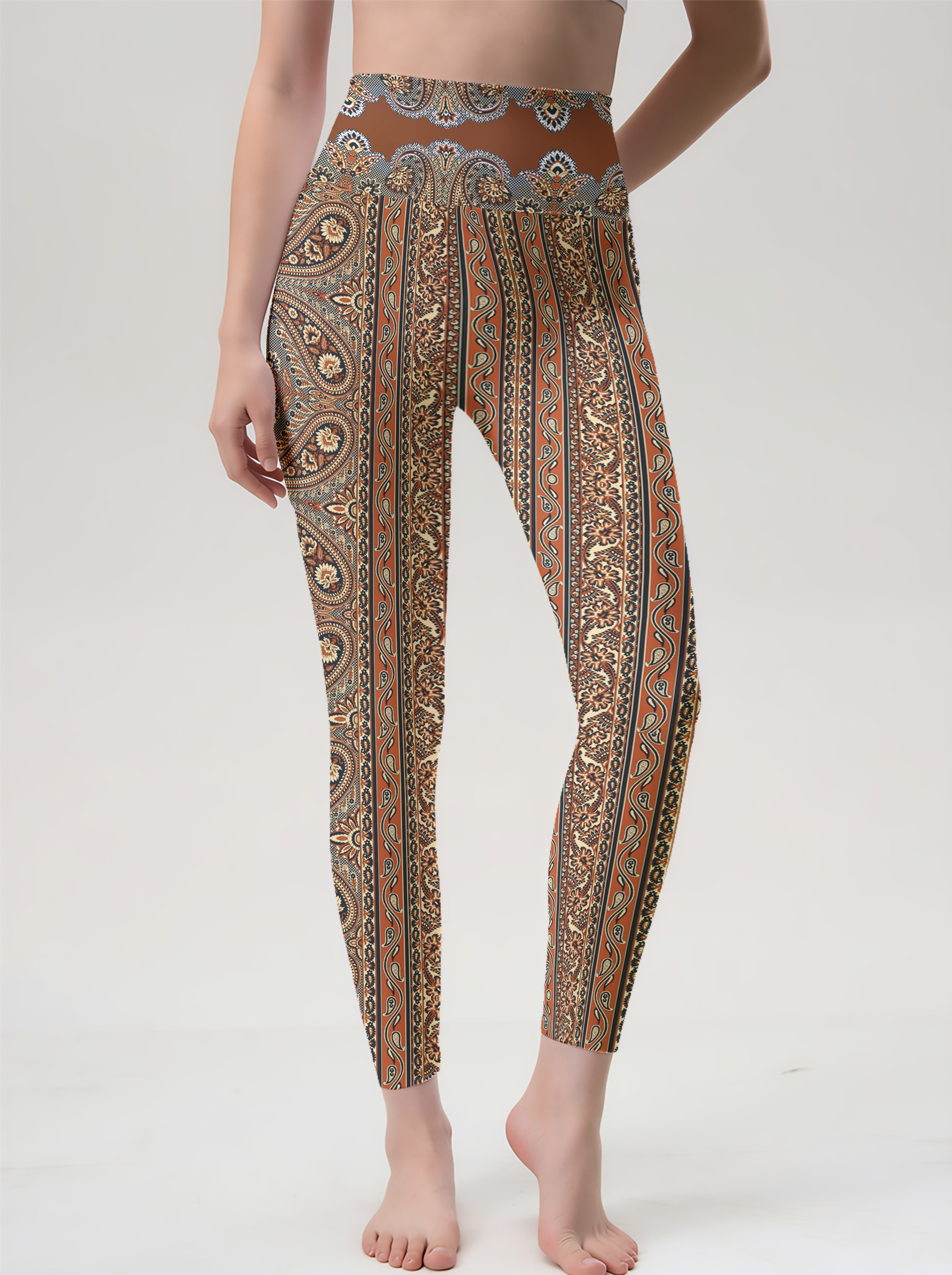 Boho Paisley Stripe Leggings