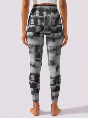 Ink Wash Checkered Leggings