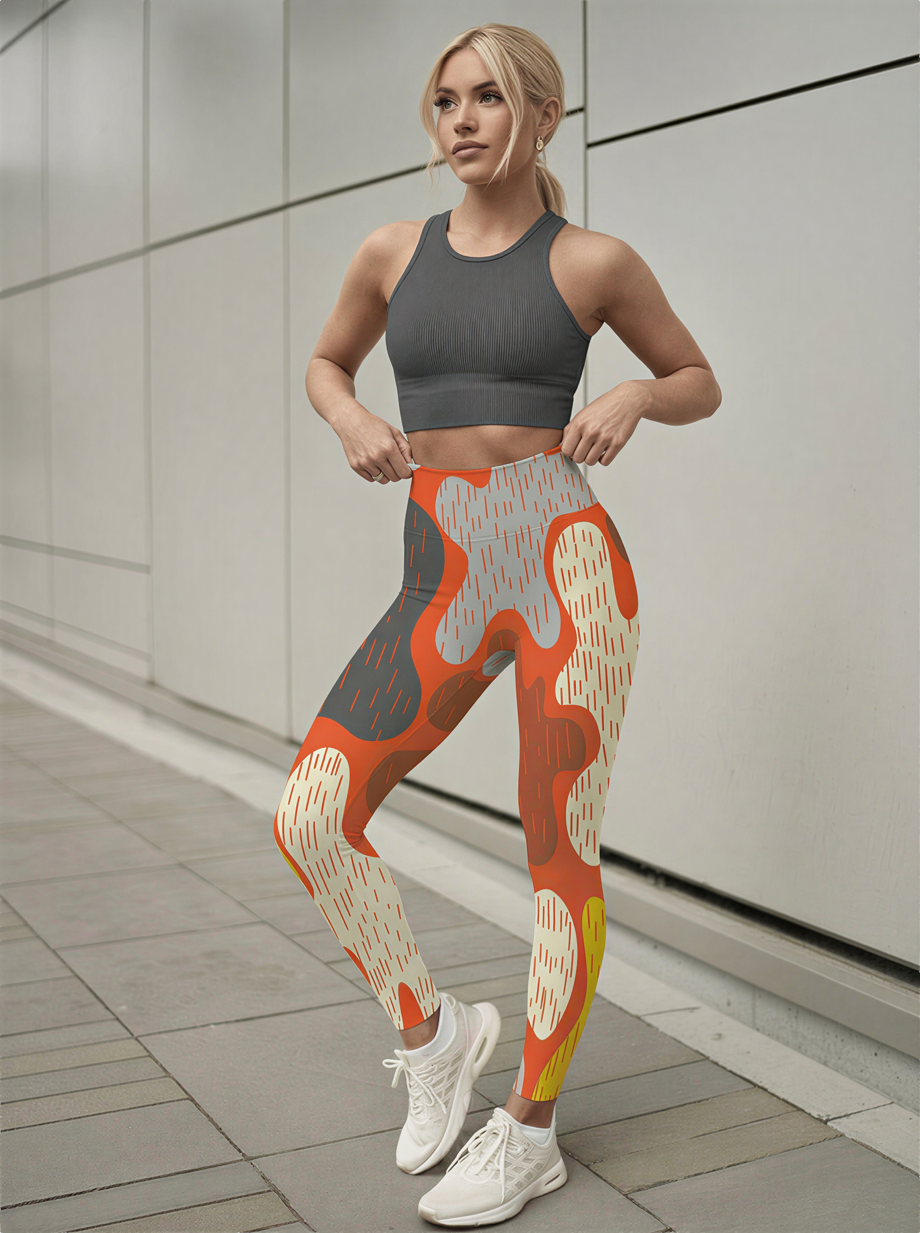 Abstract Terracotta Splash Leggings