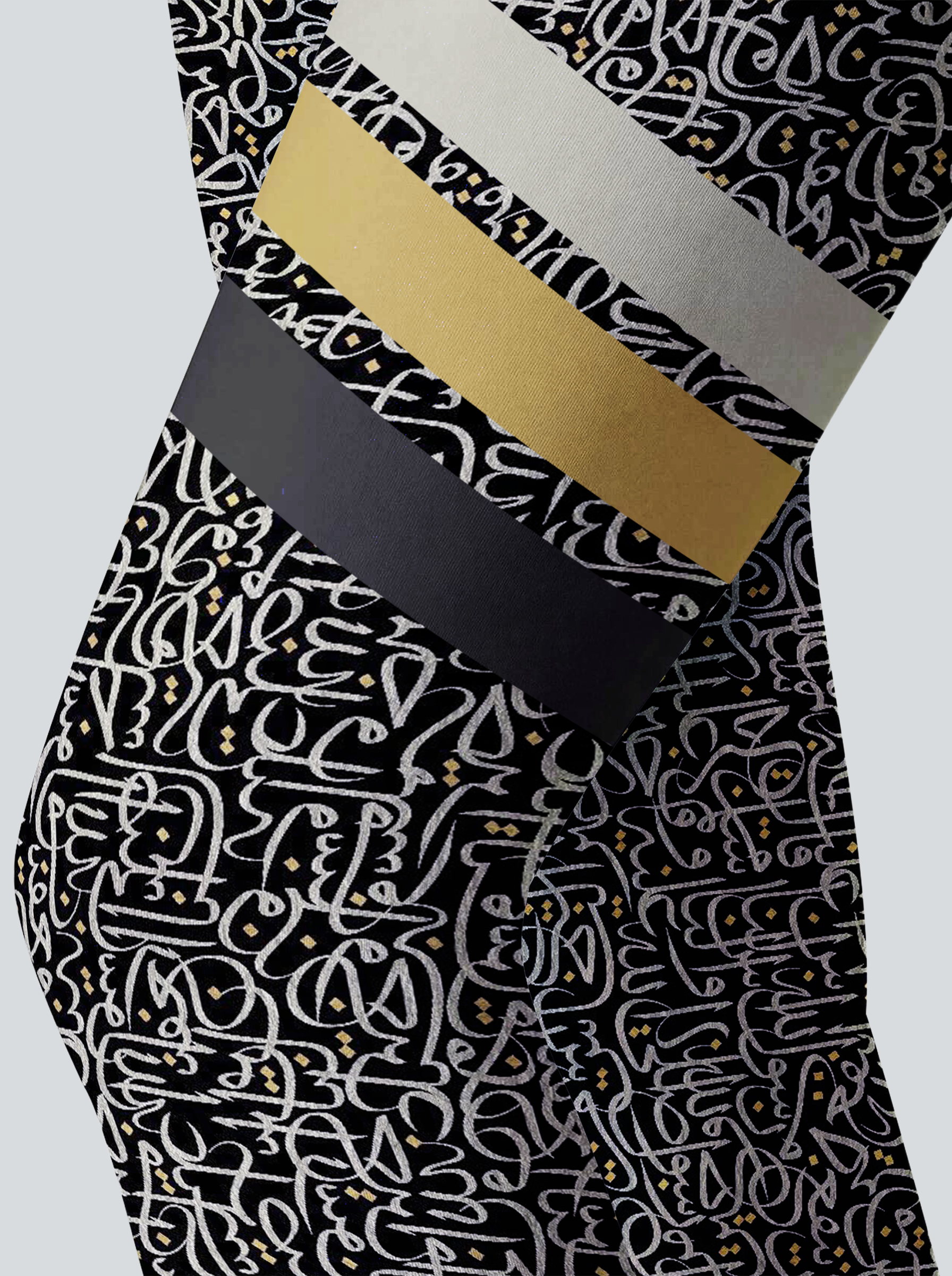 Black Gold Script Stripe Leggings