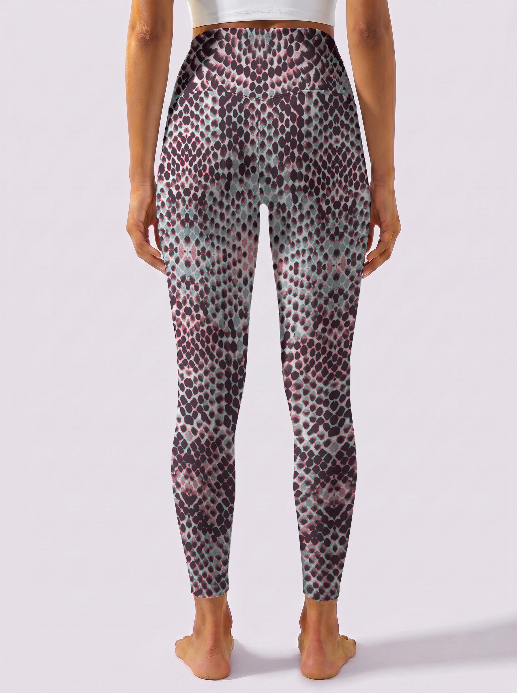 Pink & Grey Snake Print Leggings