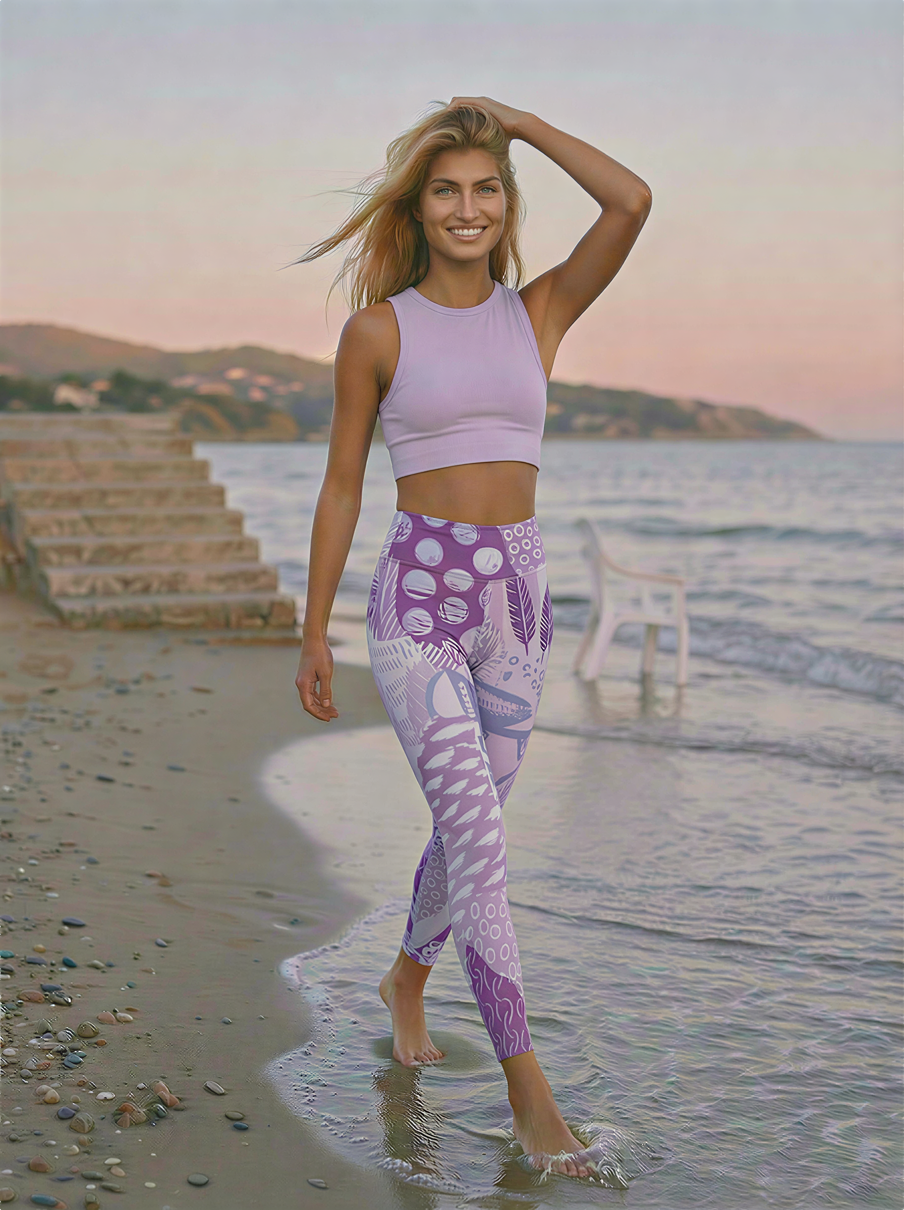 Lavender Abstract Brushstroke Leggings
