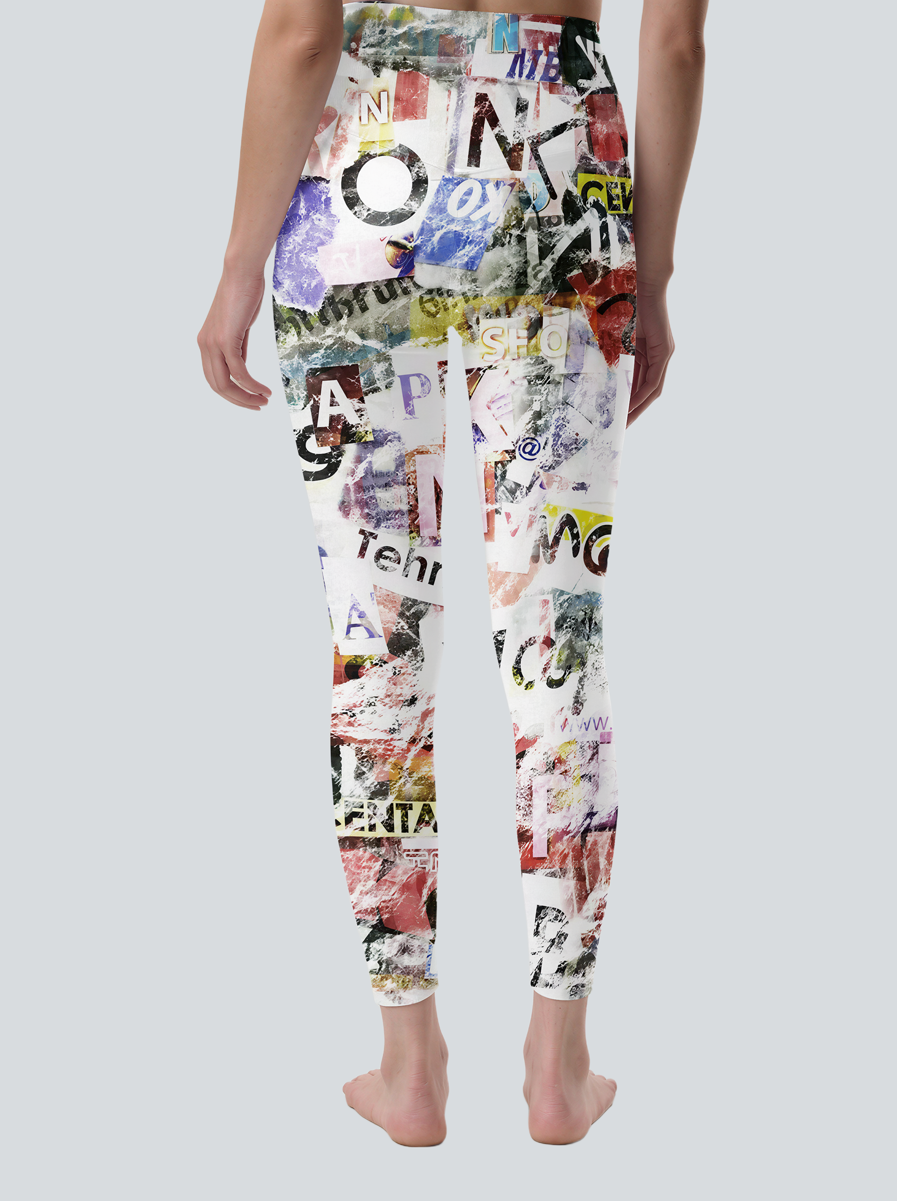 Collage Art Newspaper Leggings